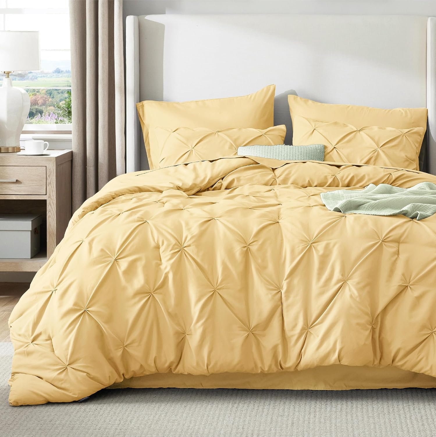 image:imageBedsure Twin XL Comforter Set Pink Dorm Room Essentials for Girls Extra Long Twin XL Bedding Set with Sheets All Season Down Alternative Comforter with Sheets Pillowcase amp Sham25 Yellow