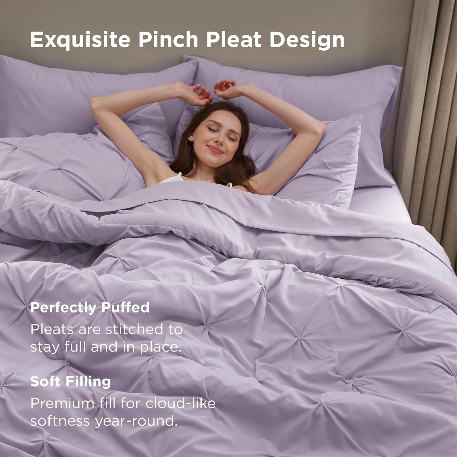 image:imageBedsure Twin XL Comforter Set Pink Dorm Room Essentials for Girls Extra Long Twin XL Bedding Set with Sheets All Season Down Alternative Comforter with Sheets Pillowcase amp Sham13 Light Purple