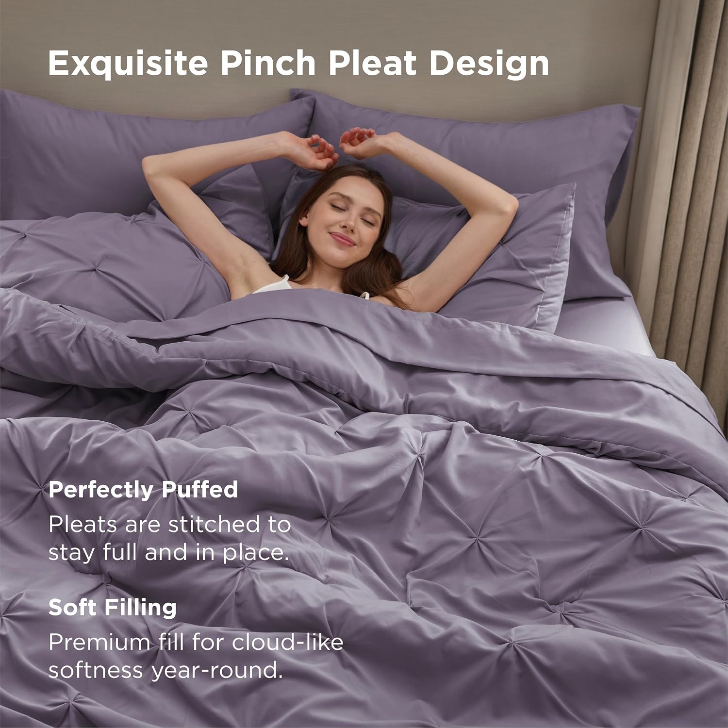 image:imageBedsure Twin XL Comforter Set Pink Dorm Room Essentials for Girls Extra Long Twin XL Bedding Set with Sheets All Season Down Alternative Comforter with Sheets Pillowcase amp Sham15 Grayish Purple