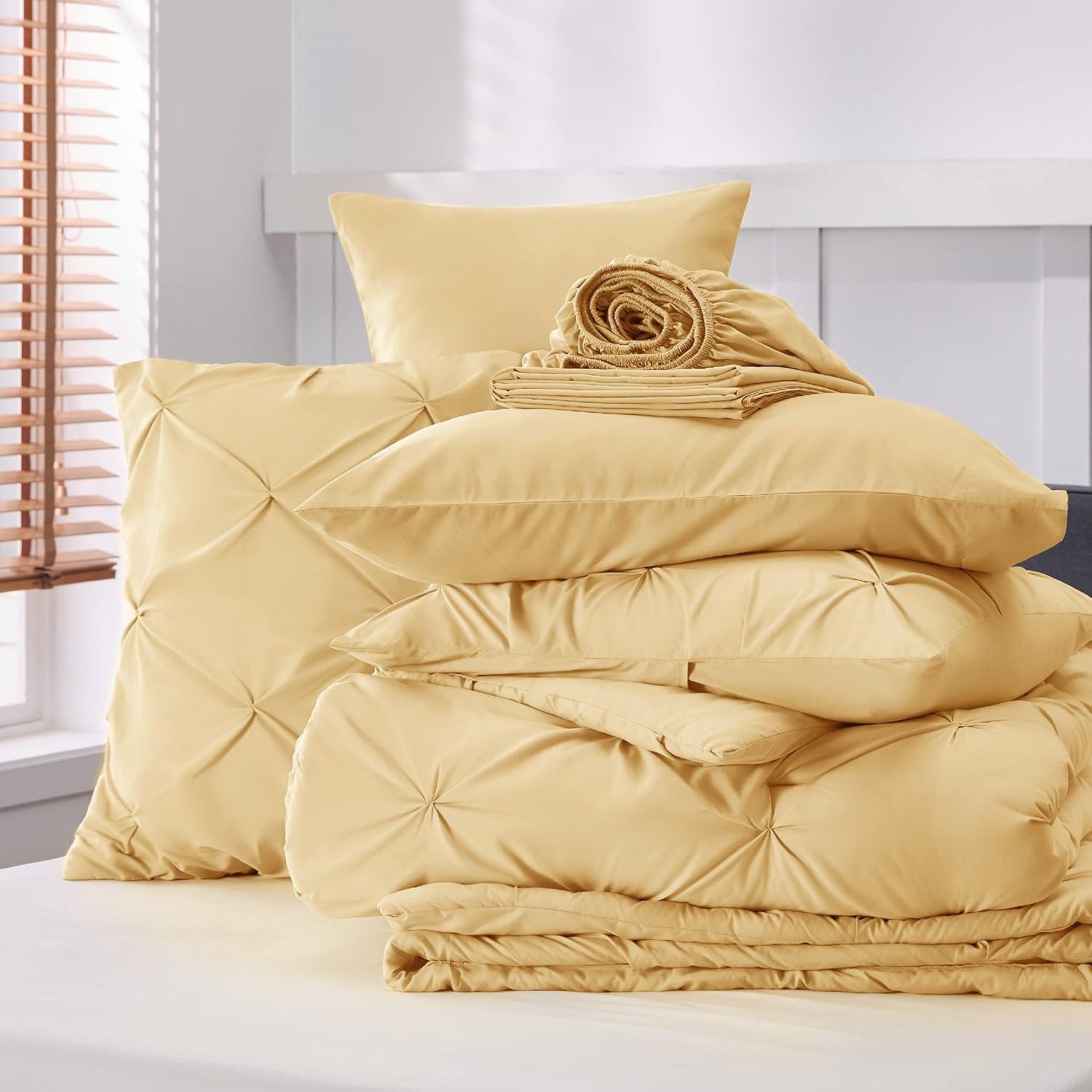 image:imageBedsure Twin XL Comforter Set Pink Dorm Room Essentials for Girls Extra Long Twin XL Bedding Set with Sheets All Season Down Alternative Comforter with Sheets Pillowcase amp Sham25 Yellow