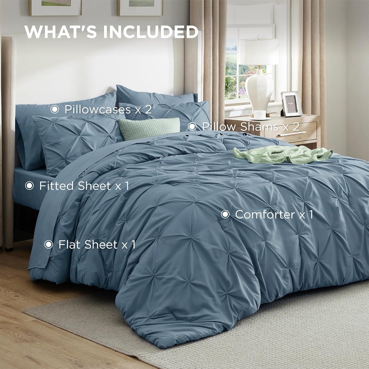 image:imageBedsure Twin XL Comforter Set Pink Dorm Room Essentials for Girls Extra Long Twin XL Bedding Set with Sheets All Season Down Alternative Comforter with Sheets Pillowcase amp Sham07 Mineral Blue