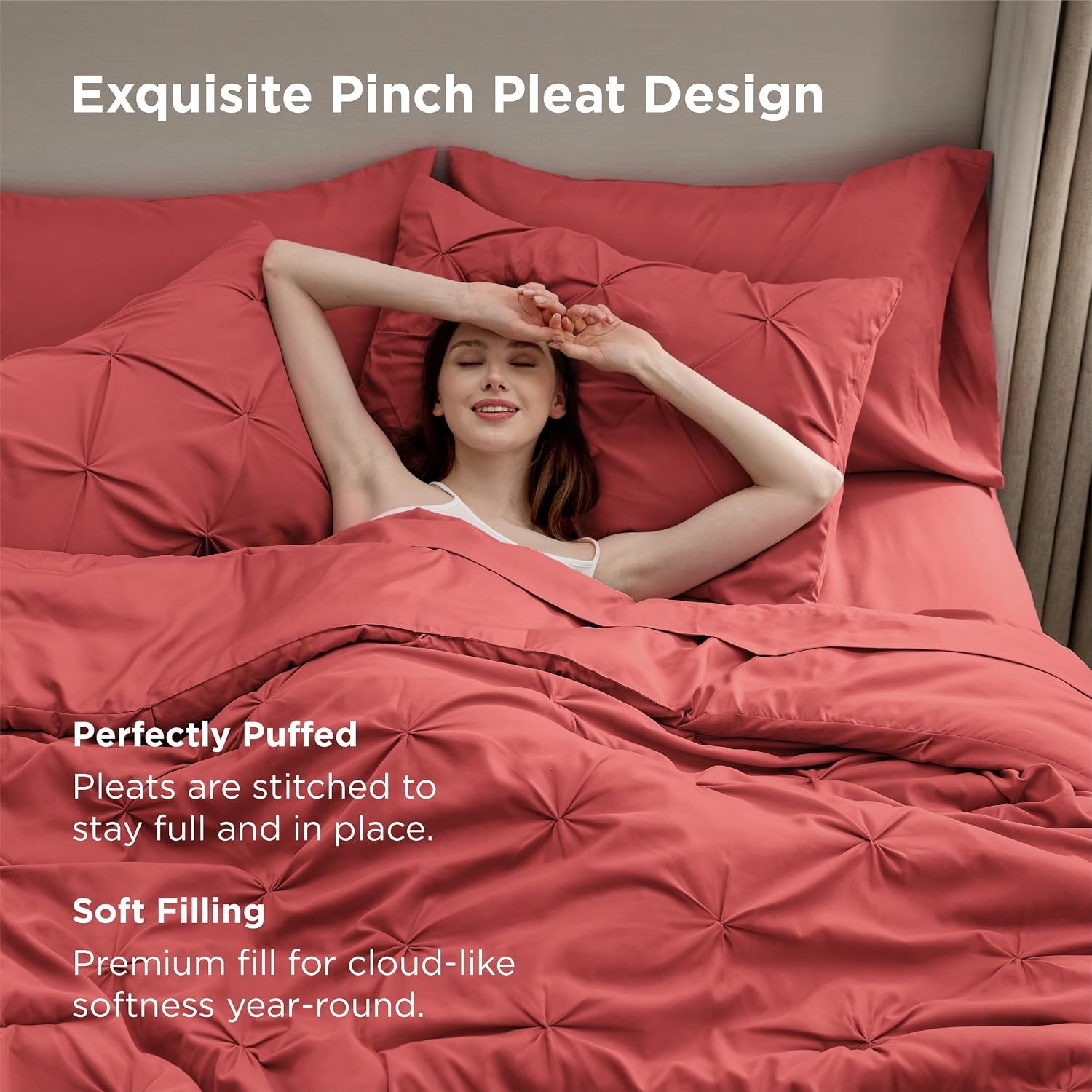 image:imageBedsure Twin XL Comforter Set Pink Dorm Room Essentials for Girls Extra Long Twin XL Bedding Set with Sheets All Season Down Alternative Comforter with Sheets Pillowcase amp Sham30 Coral