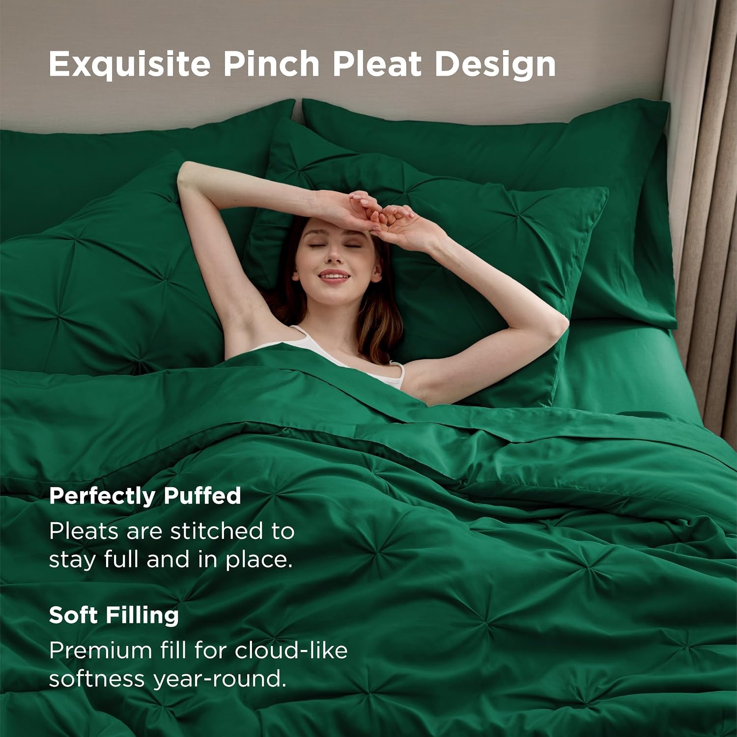 image:imageBedsure Twin XL Comforter Set Pink Dorm Room Essentials for Girls Extra Long Twin XL Bedding Set with Sheets All Season Down Alternative Comforter with Sheets Pillowcase amp Sham26 Emerald Green
