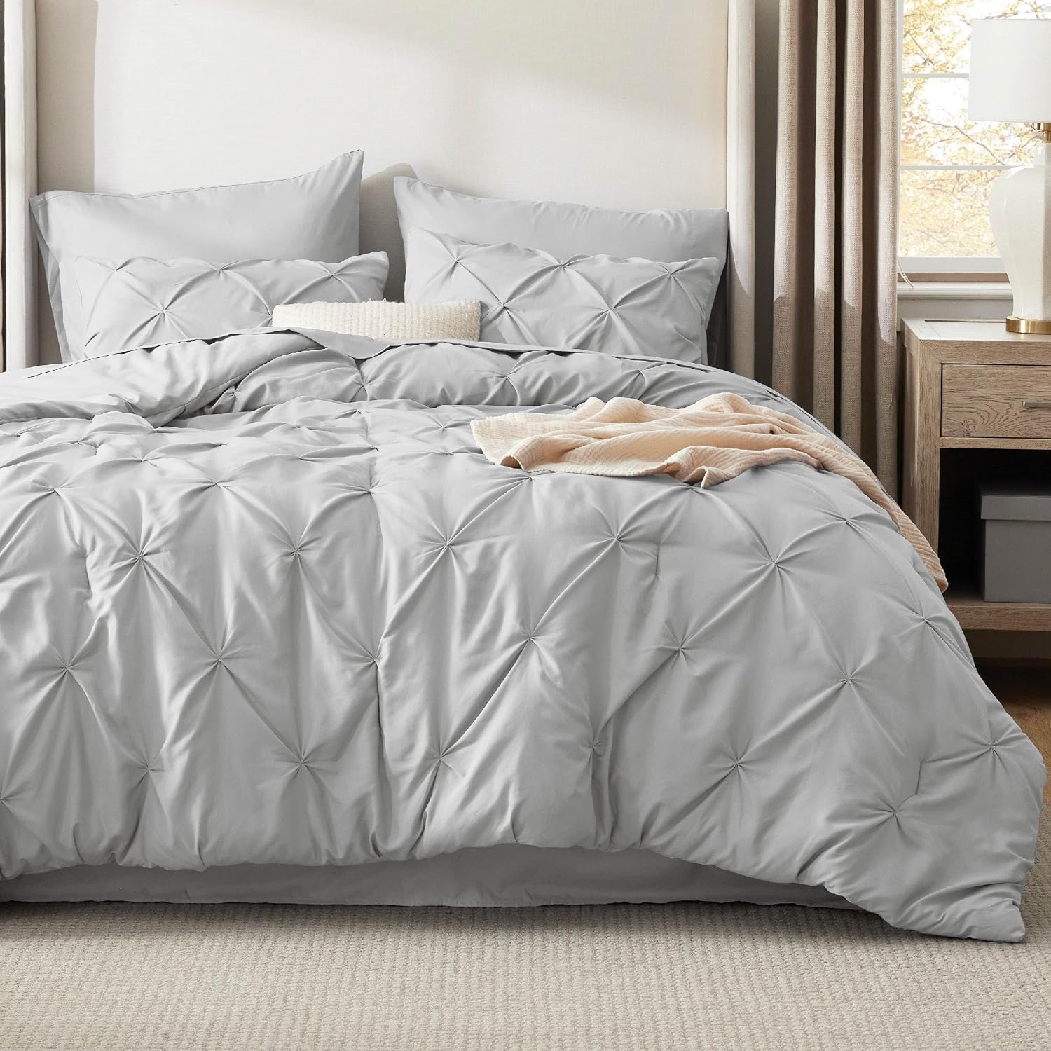 image:imageBedsure Twin XL Comforter Set Pink Dorm Room Essentials for Girls Extra Long Twin XL Bedding Set with Sheets All Season Down Alternative Comforter with Sheets Pillowcase amp Sham22 Light Grey