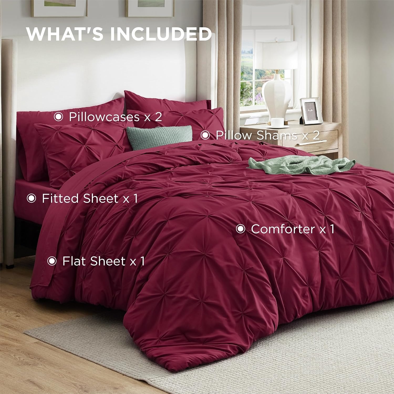image:imageBedsure Twin XL Comforter Set Pink Dorm Room Essentials for Girls Extra Long Twin XL Bedding Set with Sheets All Season Down Alternative Comforter with Sheets Pillowcase amp Sham24 Dark Red