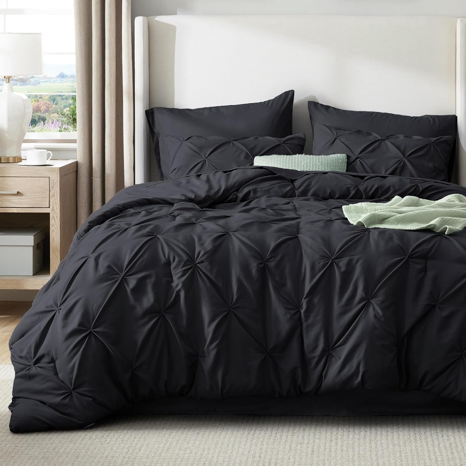 image:imageBedsure Twin XL Comforter Set Pink Dorm Room Essentials for Girls Extra Long Twin XL Bedding Set with Sheets All Season Down Alternative Comforter with Sheets Pillowcase amp Sham11 Black
