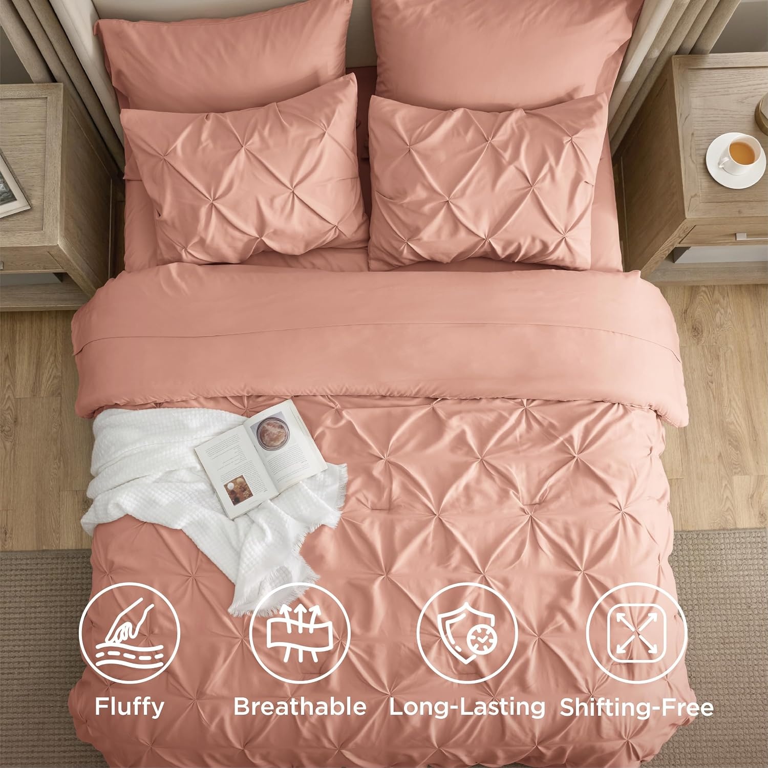 image:imageBedsure Twin XL Comforter Set Pink Dorm Room Essentials for Girls Extra Long Twin XL Bedding Set with Sheets All Season Down Alternative Comforter with Sheets Pillowcase amp Sham29 Dusty Pink
