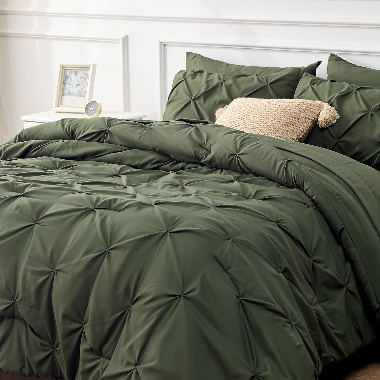 image:imageBedsure Twin XL Comforter Set Pink Dorm Room Essentials for Girls Extra Long Twin XL Bedding Set with Sheets All Season Down Alternative Comforter with Sheets Pillowcase amp Sham02 Olive Green
