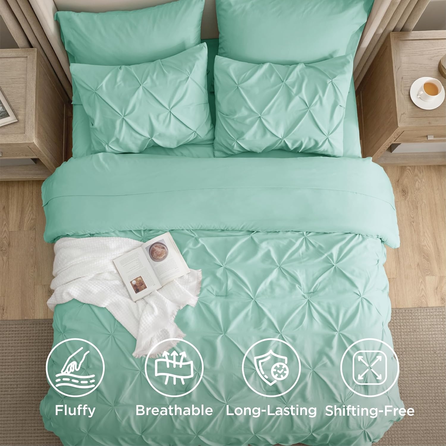 image:imageBedsure Twin XL Comforter Set Pink Dorm Room Essentials for Girls Extra Long Twin XL Bedding Set with Sheets All Season Down Alternative Comforter with Sheets Pillowcase amp Sham28 Mint Green