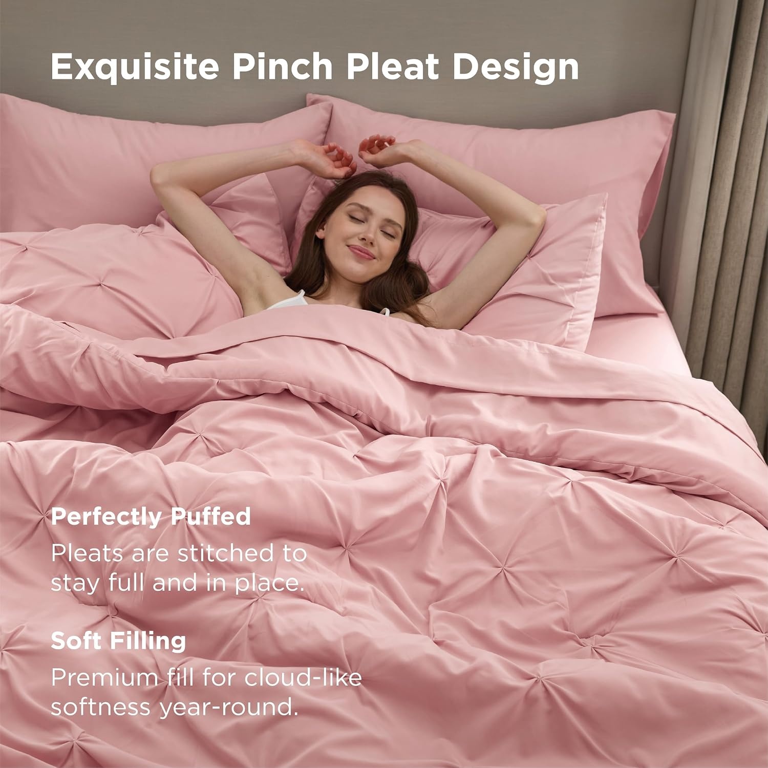 image:imageBedsure Twin XL Comforter Set Pink Dorm Room Essentials for Girls Extra Long Twin XL Bedding Set with Sheets All Season Down Alternative Comforter with Sheets Pillowcase amp Sham06 Pink