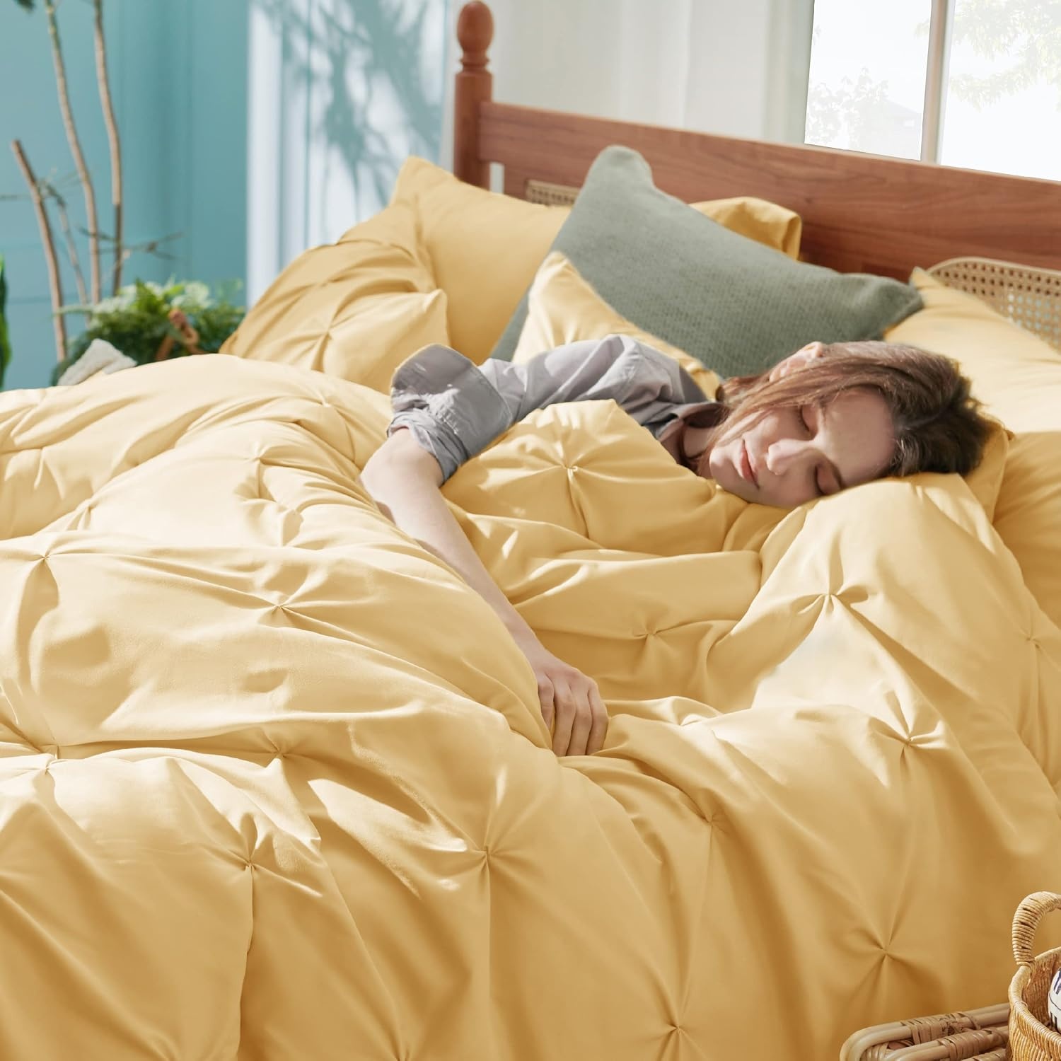 image:imageBedsure Twin XL Comforter Set Pink Dorm Room Essentials for Girls Extra Long Twin XL Bedding Set with Sheets All Season Down Alternative Comforter with Sheets Pillowcase amp Sham25 Yellow