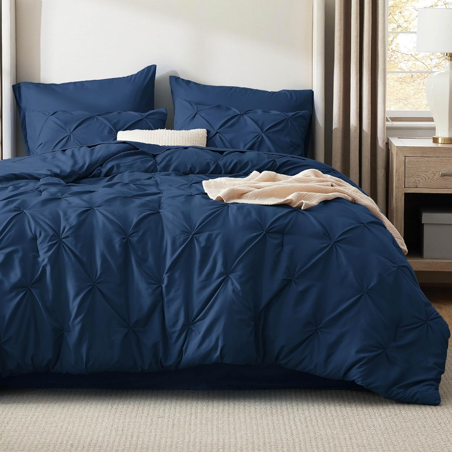 image:imageBedsure Twin XL Comforter Set Pink Dorm Room Essentials for Girls Extra Long Twin XL Bedding Set with Sheets All Season Down Alternative Comforter with Sheets Pillowcase amp Sham12 Navy