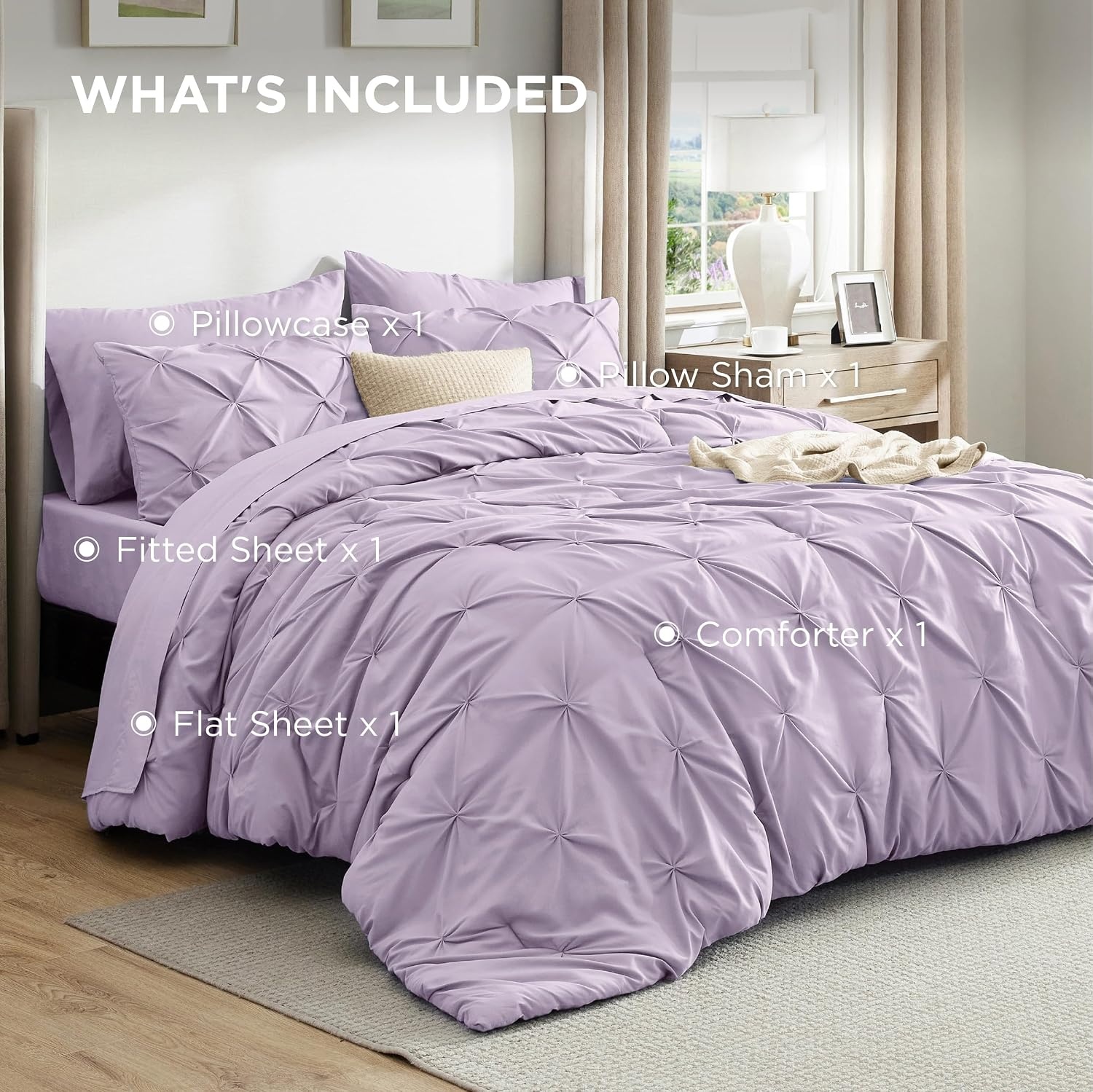 image:imageBedsure Twin XL Comforter Set Pink Dorm Room Essentials for Girls Extra Long Twin XL Bedding Set with Sheets All Season Down Alternative Comforter with Sheets Pillowcase amp Sham13 Light Purple