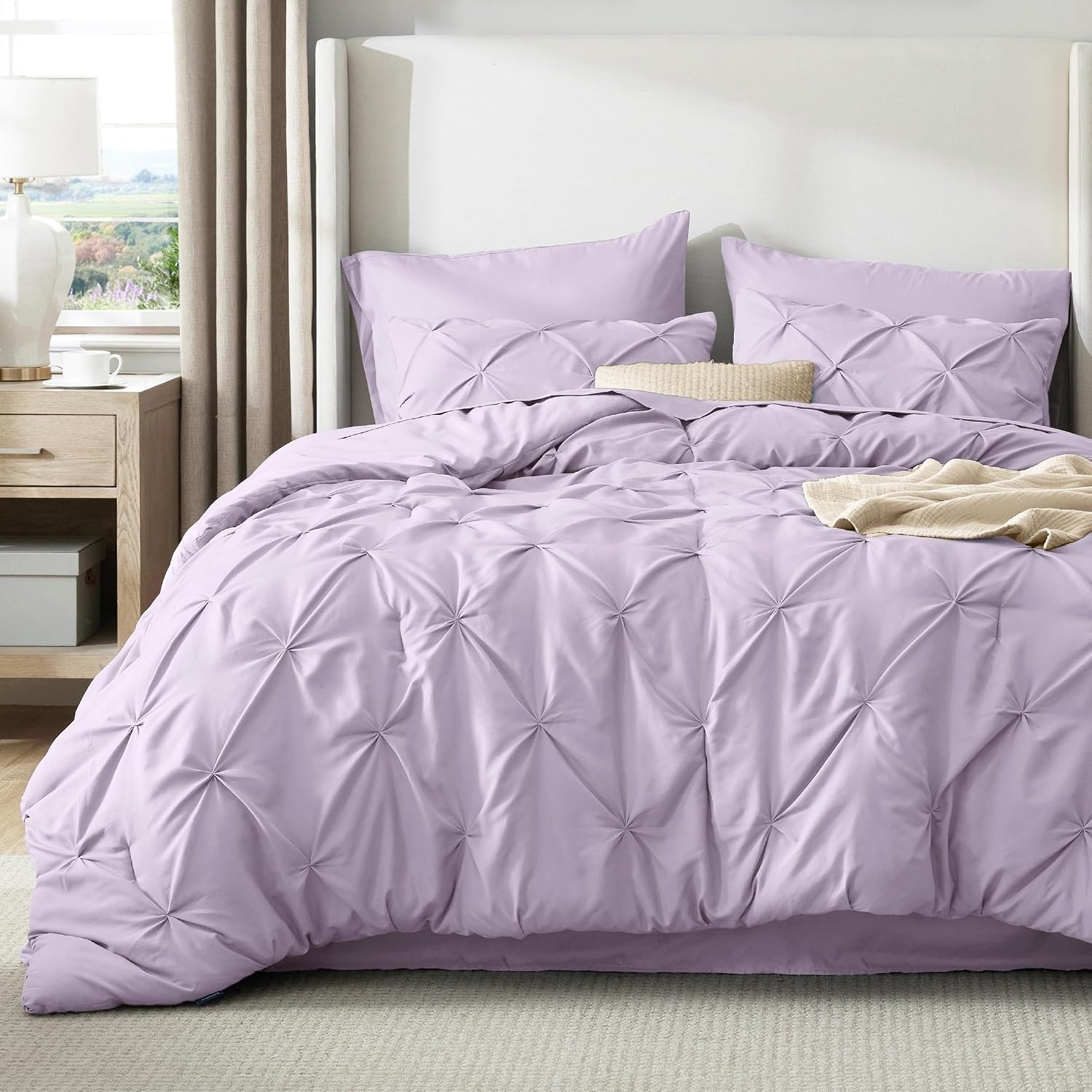 image:imageBedsure Twin XL Comforter Set Pink Dorm Room Essentials for Girls Extra Long Twin XL Bedding Set with Sheets All Season Down Alternative Comforter with Sheets Pillowcase amp Sham13 Light Purple