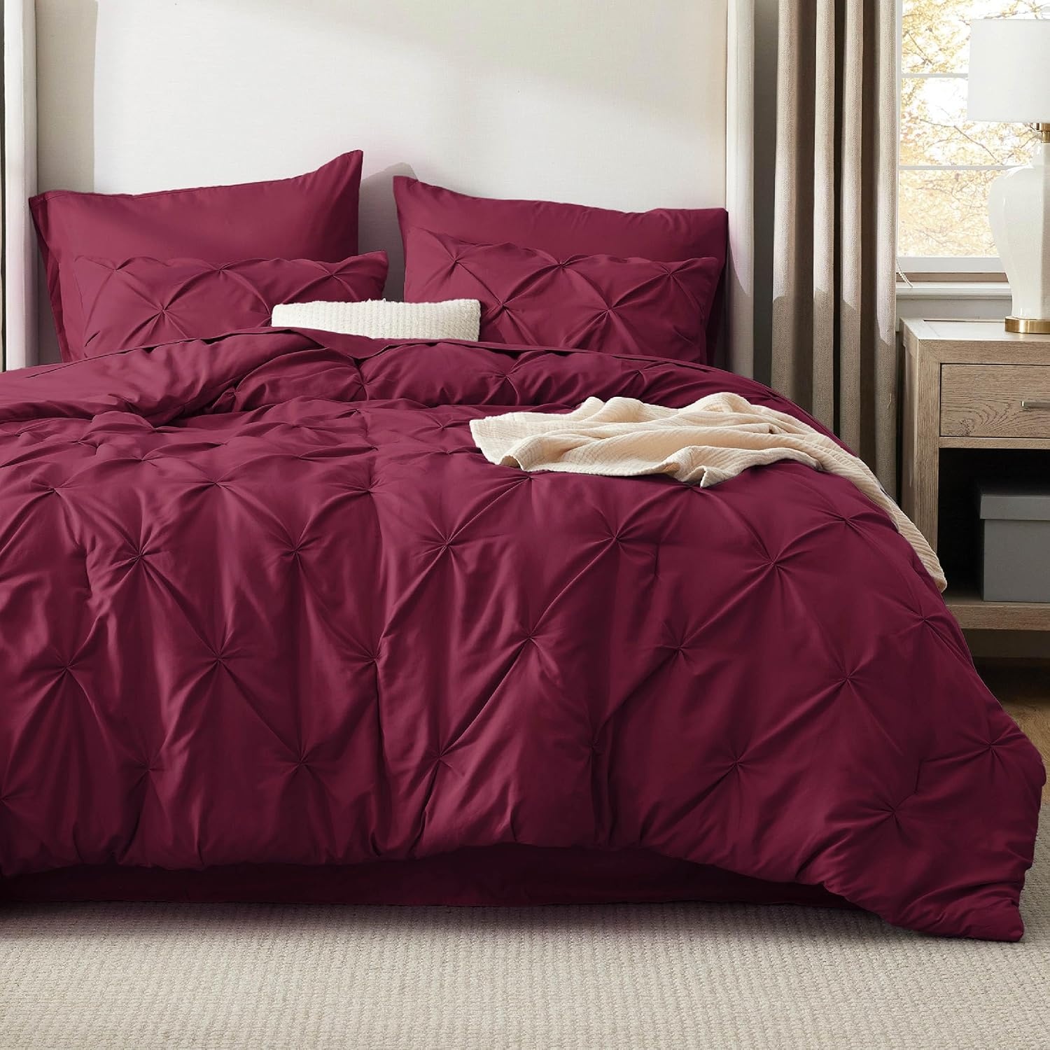 image:imageBedsure Twin XL Comforter Set Pink Dorm Room Essentials for Girls Extra Long Twin XL Bedding Set with Sheets All Season Down Alternative Comforter with Sheets Pillowcase amp Sham10 Burgundy