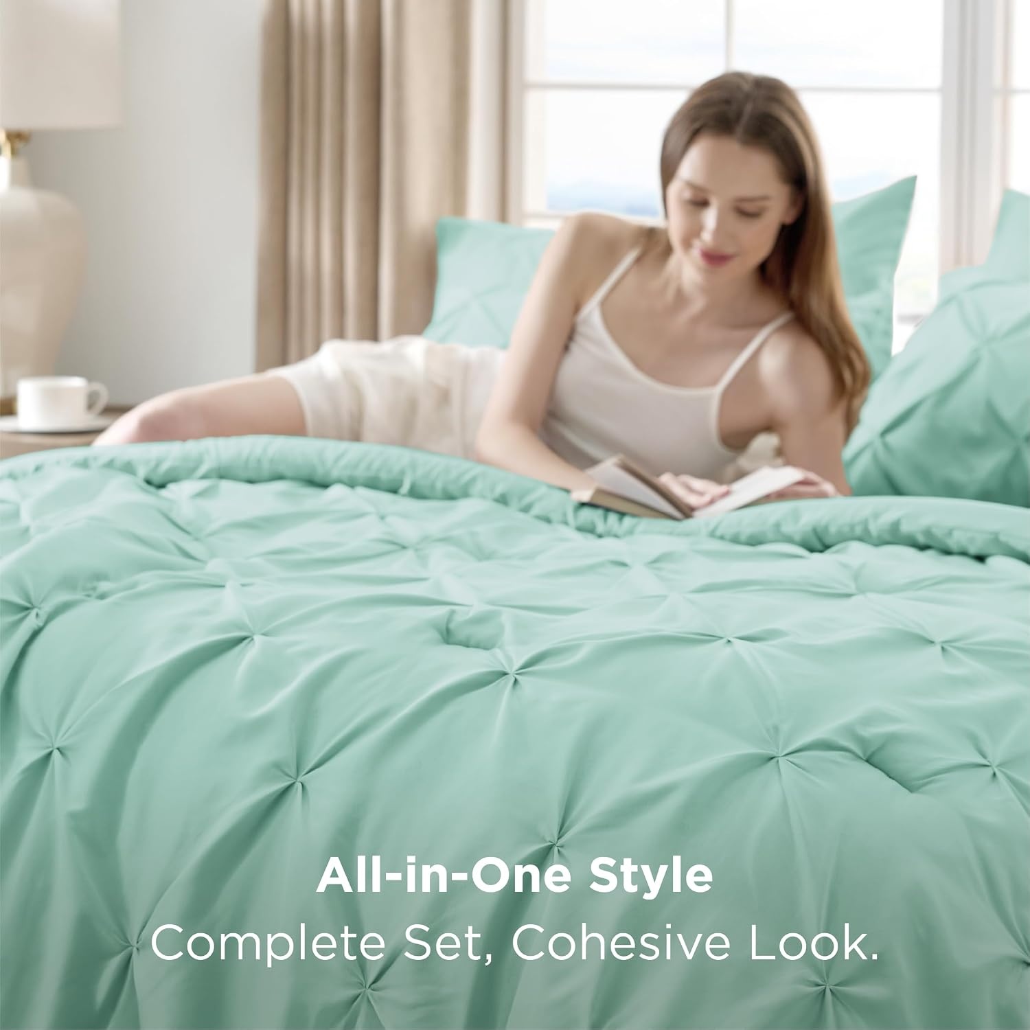 image:imageBedsure Twin XL Comforter Set Pink Dorm Room Essentials for Girls Extra Long Twin XL Bedding Set with Sheets All Season Down Alternative Comforter with Sheets Pillowcase amp Sham28 Mint Green