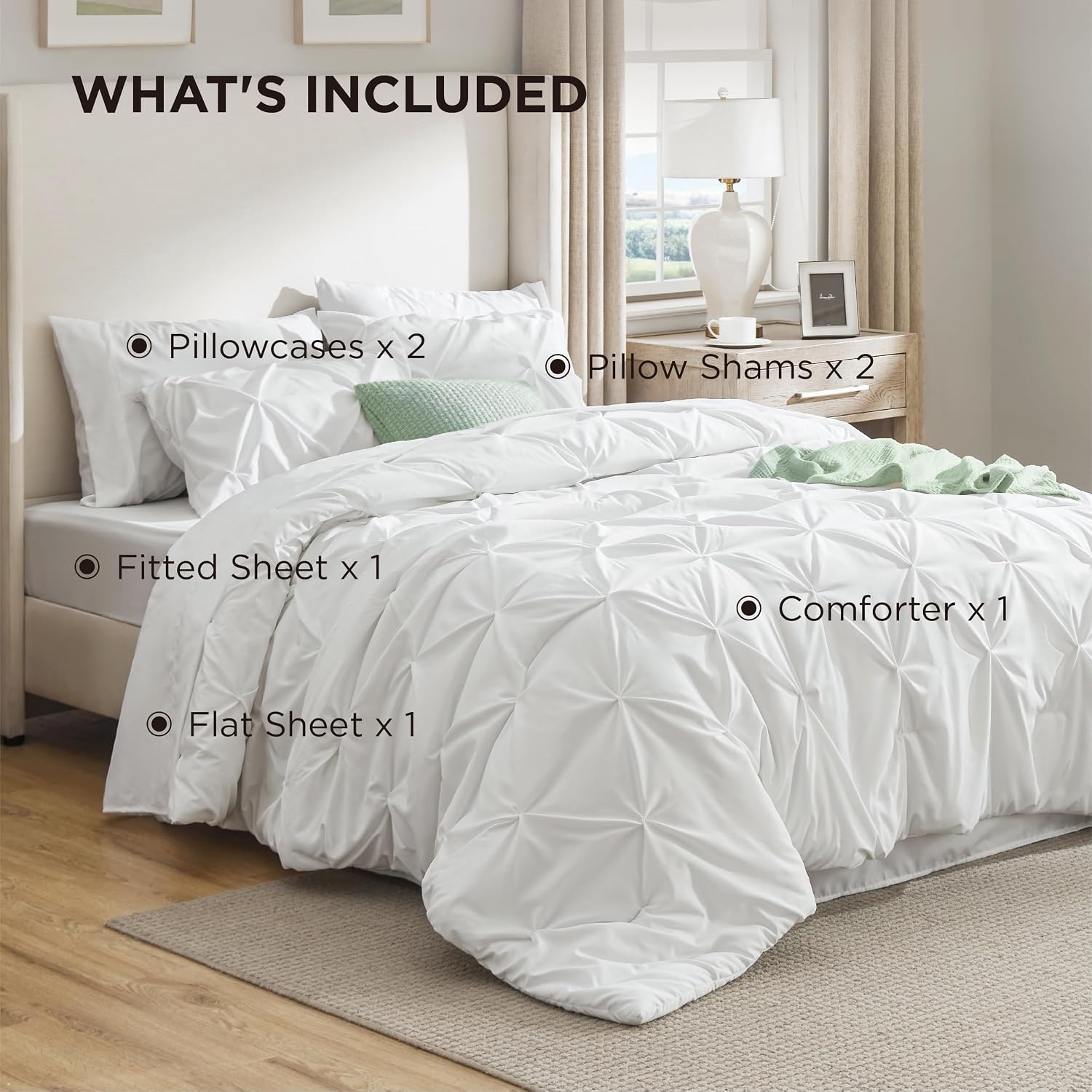 image:imageBedsure Twin XL Comforter Set Pink Dorm Room Essentials for Girls Extra Long Twin XL Bedding Set with Sheets All Season Down Alternative Comforter with Sheets Pillowcase amp Sham03 White