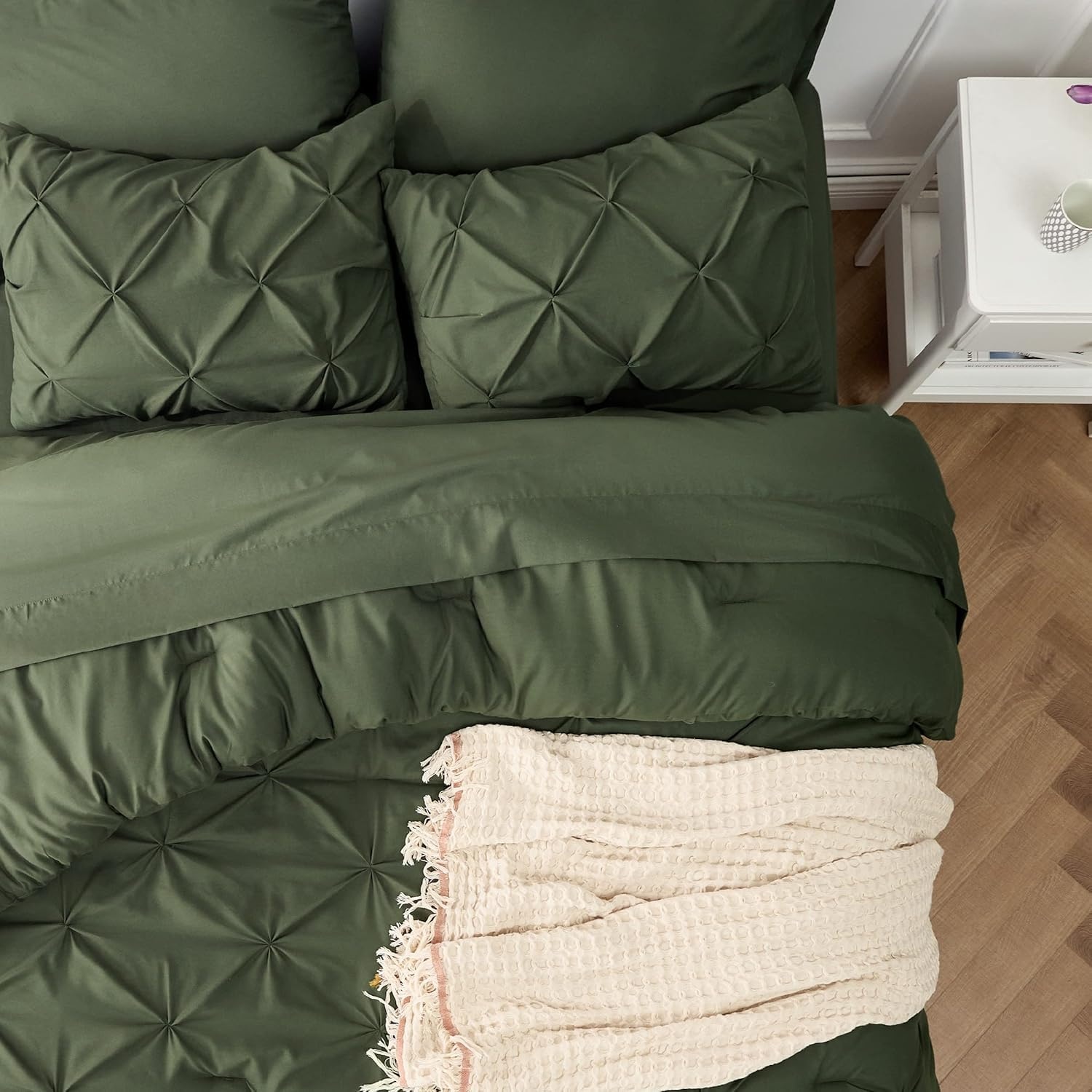 image:imageBedsure Twin XL Comforter Set Pink Dorm Room Essentials for Girls Extra Long Twin XL Bedding Set with Sheets All Season Down Alternative Comforter with Sheets Pillowcase amp Sham02 Olive Green
