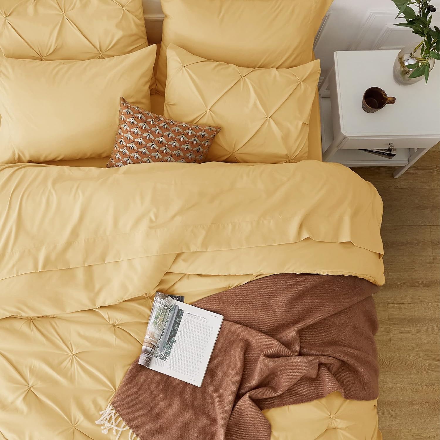 image:imageBedsure Twin XL Comforter Set Pink Dorm Room Essentials for Girls Extra Long Twin XL Bedding Set with Sheets All Season Down Alternative Comforter with Sheets Pillowcase amp Sham25 Yellow