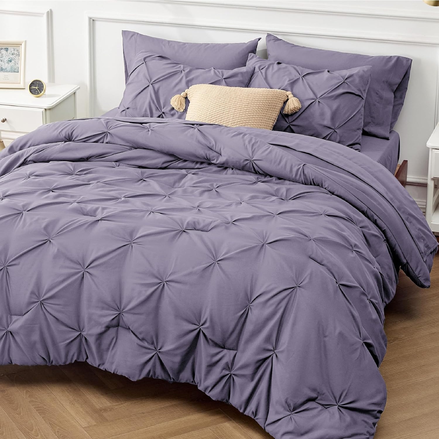 image:imageBedsure Twin XL Comforter Set Pink Dorm Room Essentials for Girls Extra Long Twin XL Bedding Set with Sheets All Season Down Alternative Comforter with Sheets Pillowcase amp Sham15 Grayish Purple