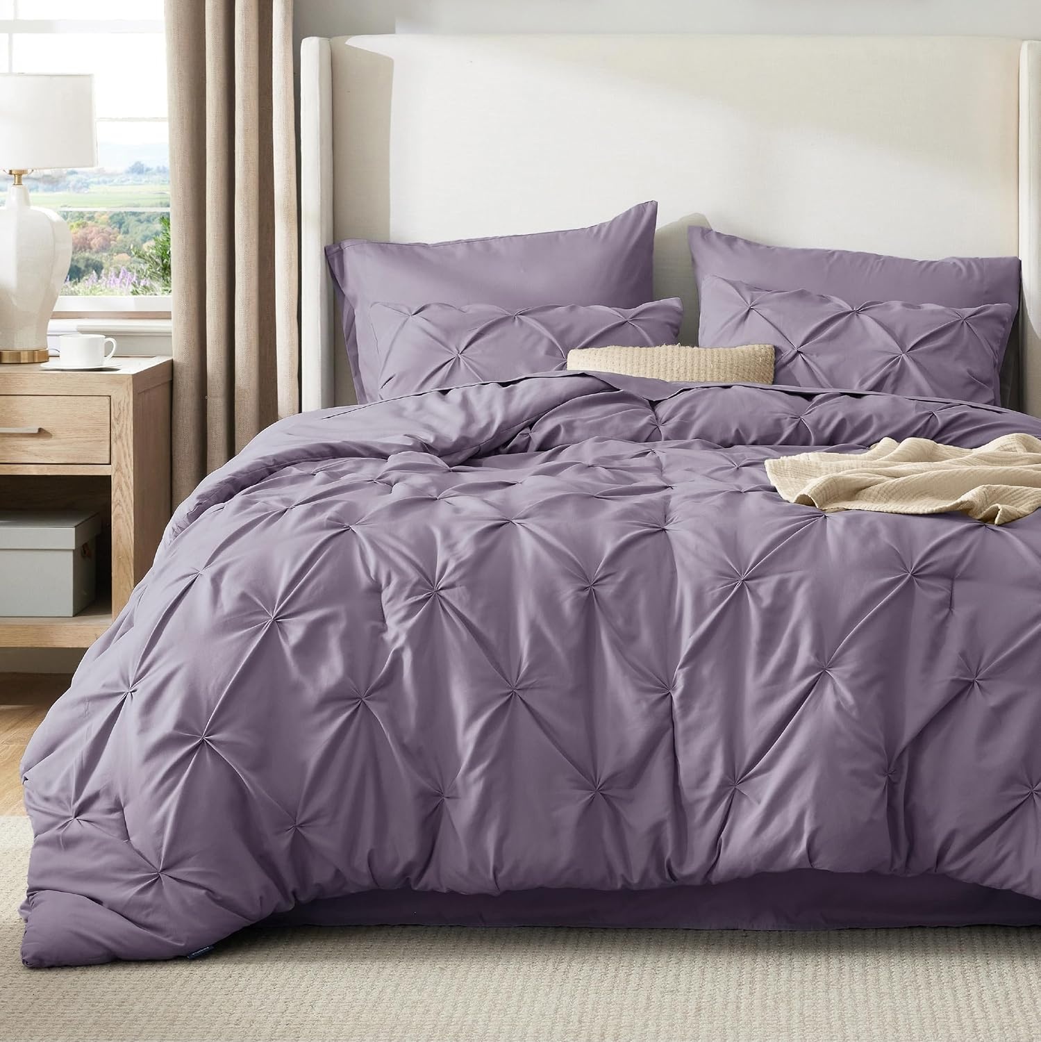 image:imageBedsure Twin XL Comforter Set Pink Dorm Room Essentials for Girls Extra Long Twin XL Bedding Set with Sheets All Season Down Alternative Comforter with Sheets Pillowcase amp Sham15 Grayish Purple