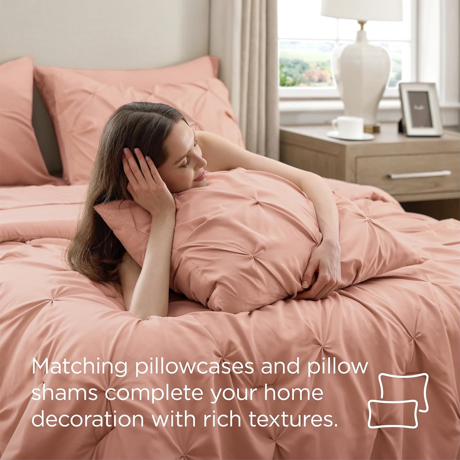 image:imageBedsure Twin XL Comforter Set Pink Dorm Room Essentials for Girls Extra Long Twin XL Bedding Set with Sheets All Season Down Alternative Comforter with Sheets Pillowcase amp Sham29 Dusty Pink