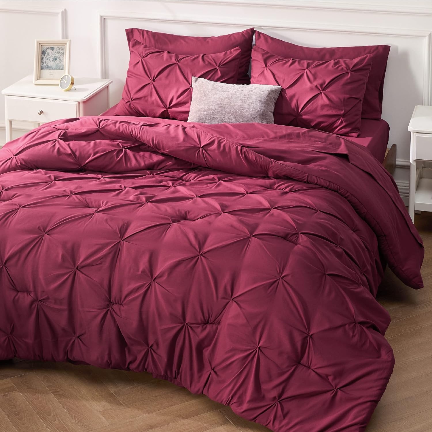 image:imageBedsure Twin XL Comforter Set Pink Dorm Room Essentials for Girls Extra Long Twin XL Bedding Set with Sheets All Season Down Alternative Comforter with Sheets Pillowcase amp Sham10 Burgundy