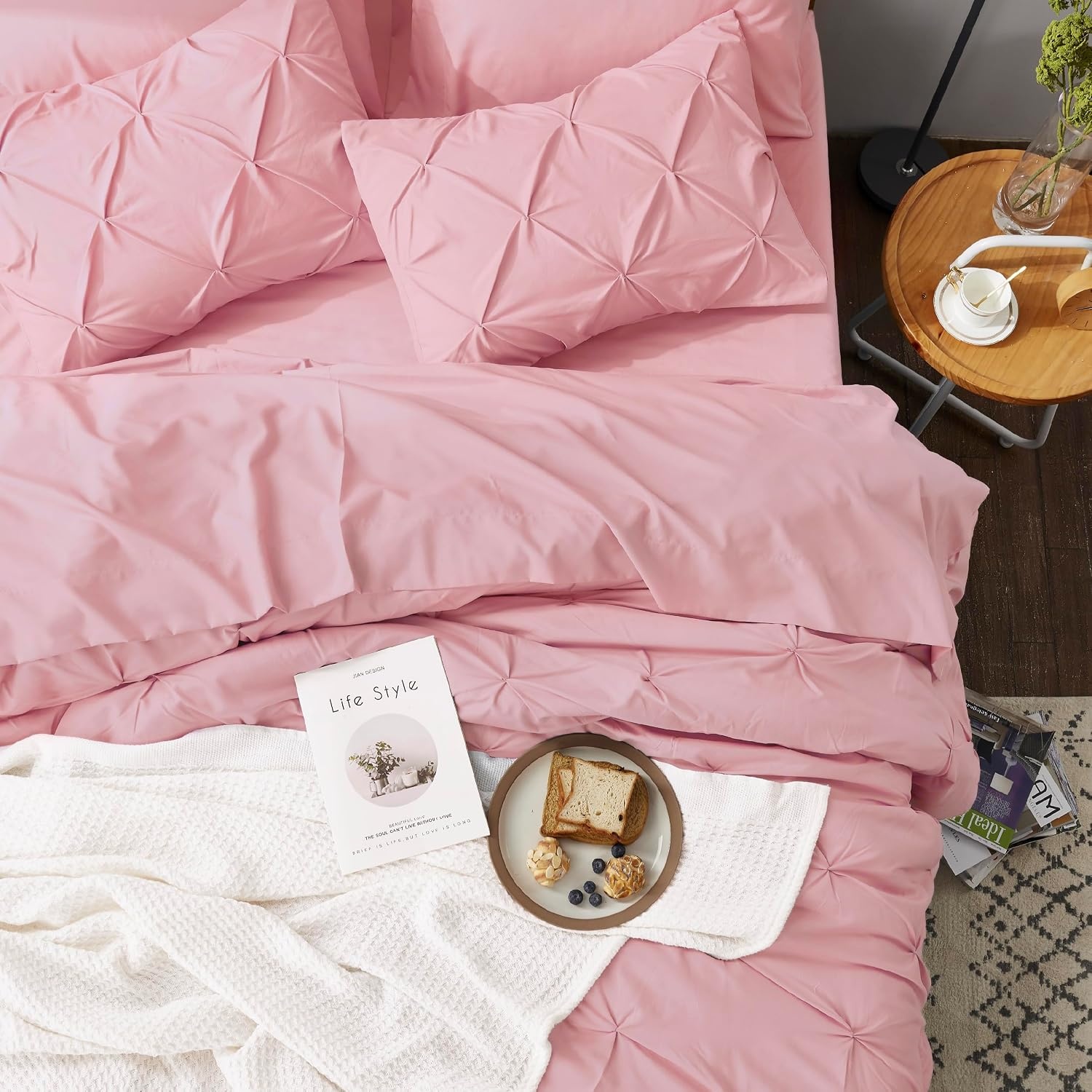 image:imageBedsure Twin XL Comforter Set Pink Dorm Room Essentials for Girls Extra Long Twin XL Bedding Set with Sheets All Season Down Alternative Comforter with Sheets Pillowcase amp Sham27 Baby Pink