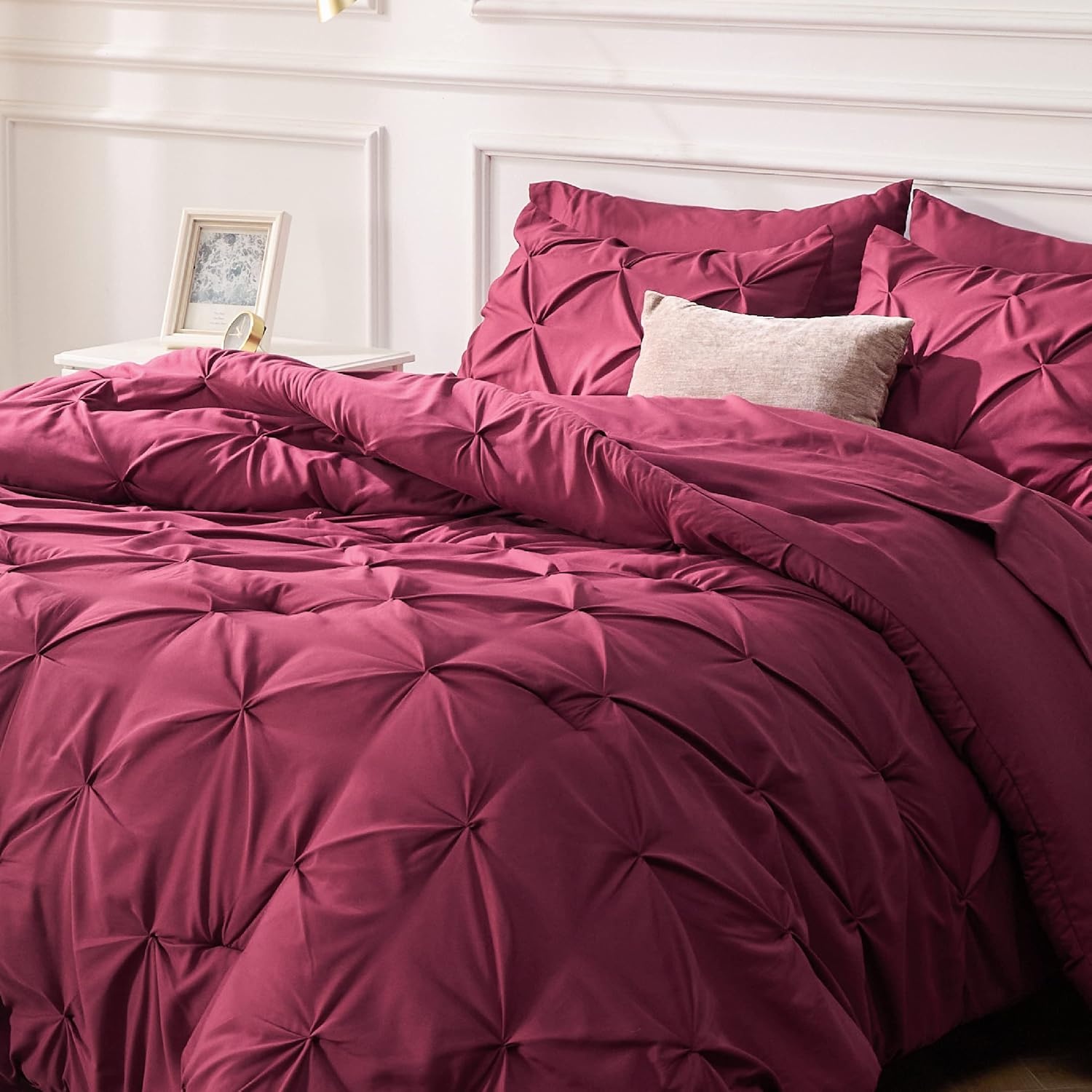 image:imageBedsure Twin XL Comforter Set Pink Dorm Room Essentials for Girls Extra Long Twin XL Bedding Set with Sheets All Season Down Alternative Comforter with Sheets Pillowcase amp Sham10 Burgundy