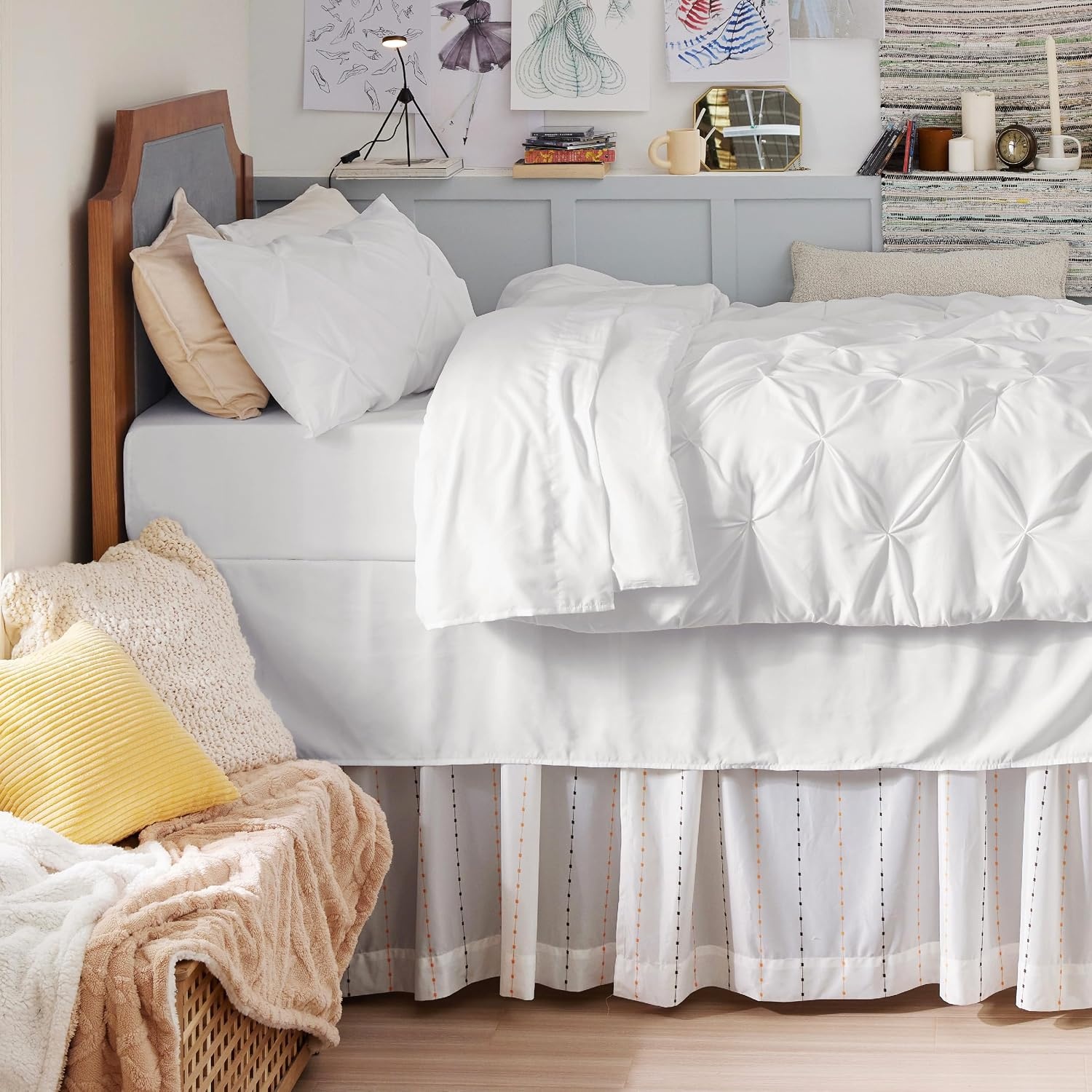 image:imageBedsure Twin XL Comforter Set Pink Dorm Room Essentials for Girls Extra Long Twin XL Bedding Set with Sheets All Season Down Alternative Comforter with Sheets Pillowcase amp Sham03 White