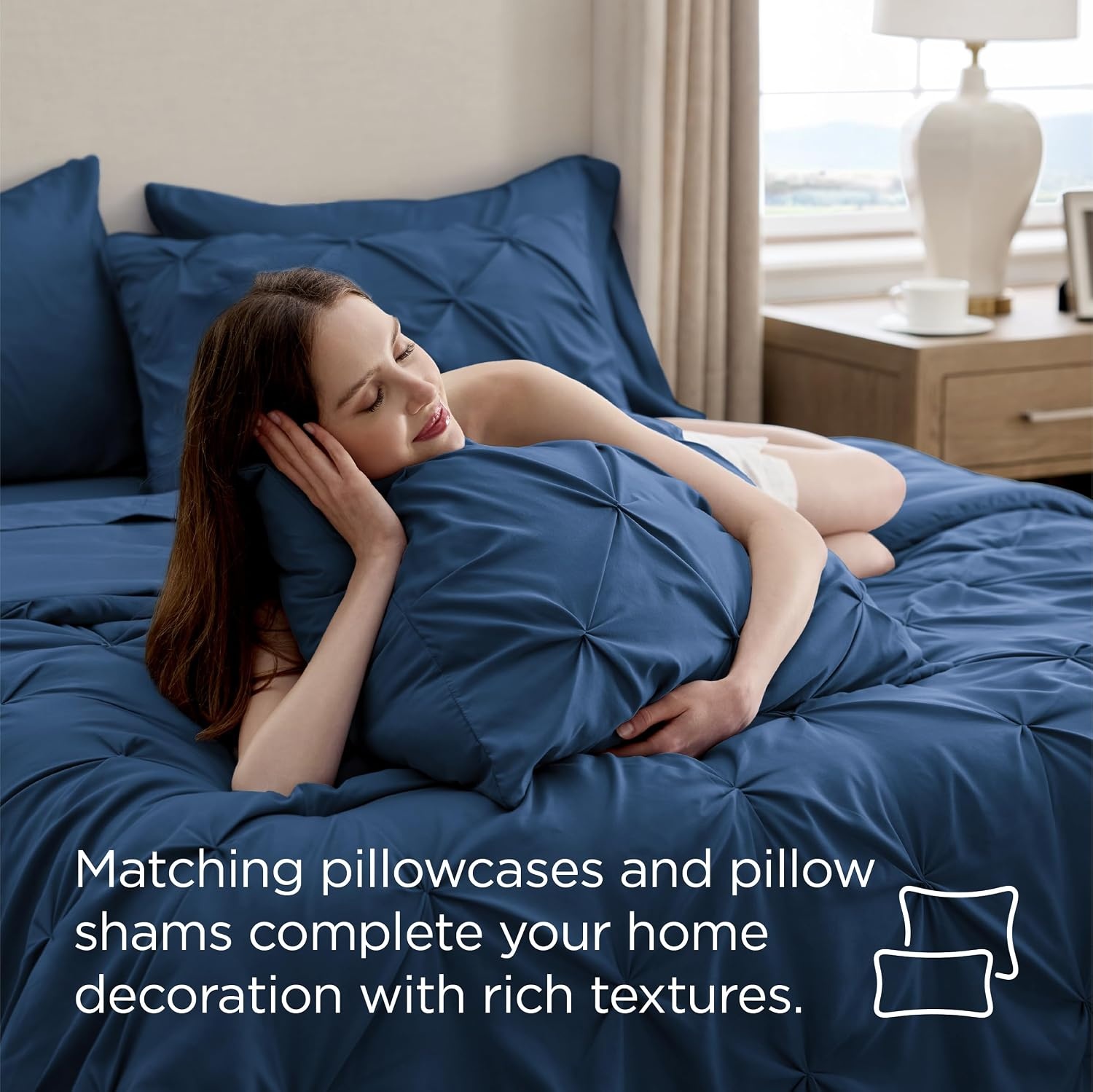 image:imageBedsure Twin XL Comforter Set Pink Dorm Room Essentials for Girls Extra Long Twin XL Bedding Set with Sheets All Season Down Alternative Comforter with Sheets Pillowcase amp Sham12 Navy