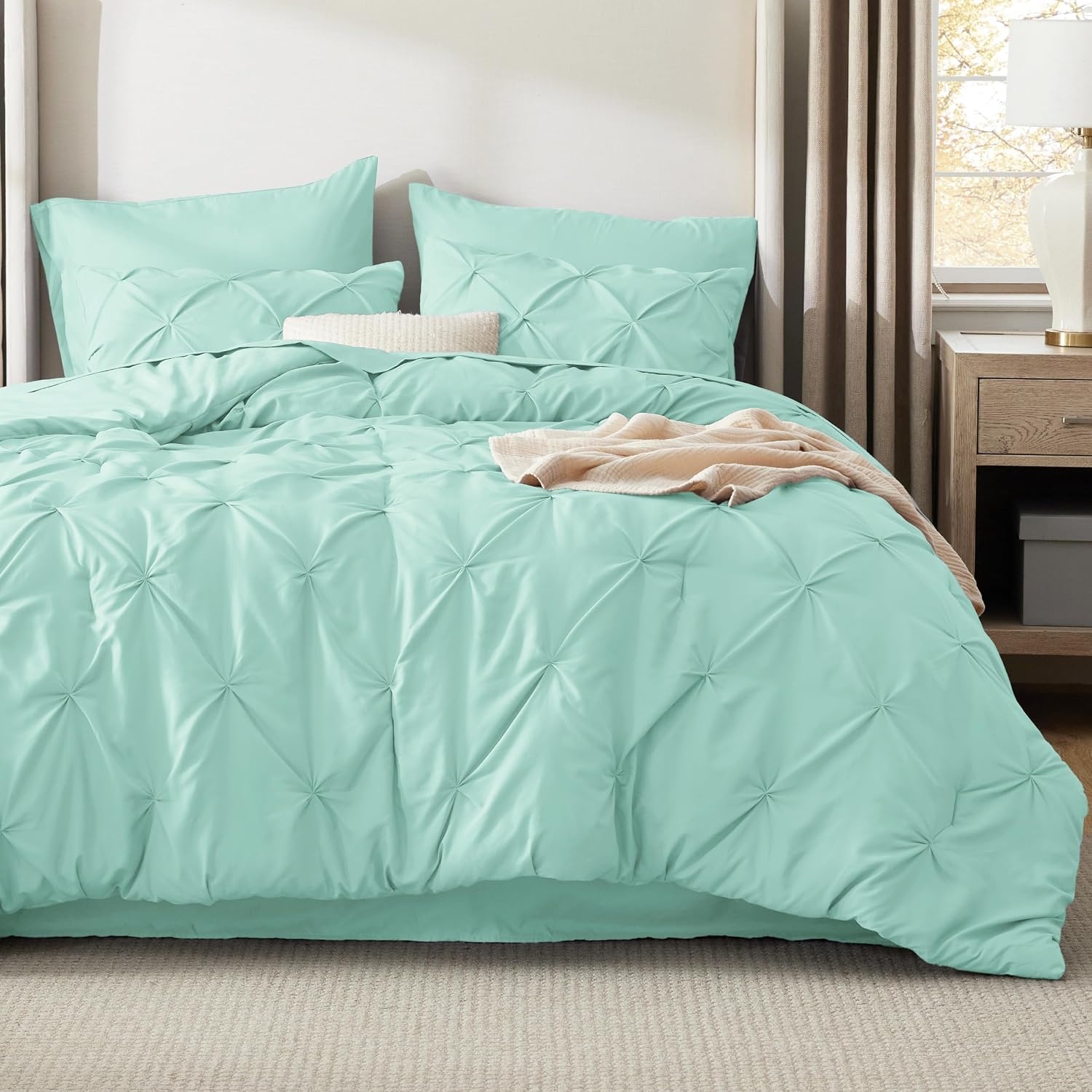 image:imageBedsure Twin XL Comforter Set Pink Dorm Room Essentials for Girls Extra Long Twin XL Bedding Set with Sheets All Season Down Alternative Comforter with Sheets Pillowcase amp Sham28 Mint Green