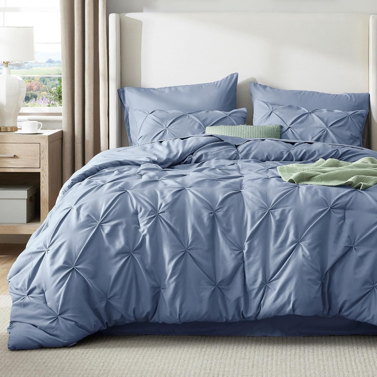 image:imageBedsure Twin XL Comforter Set Pink Dorm Room Essentials for Girls Extra Long Twin XL Bedding Set with Sheets All Season Down Alternative Comforter with Sheets Pillowcase amp Sham08 Slate Blue