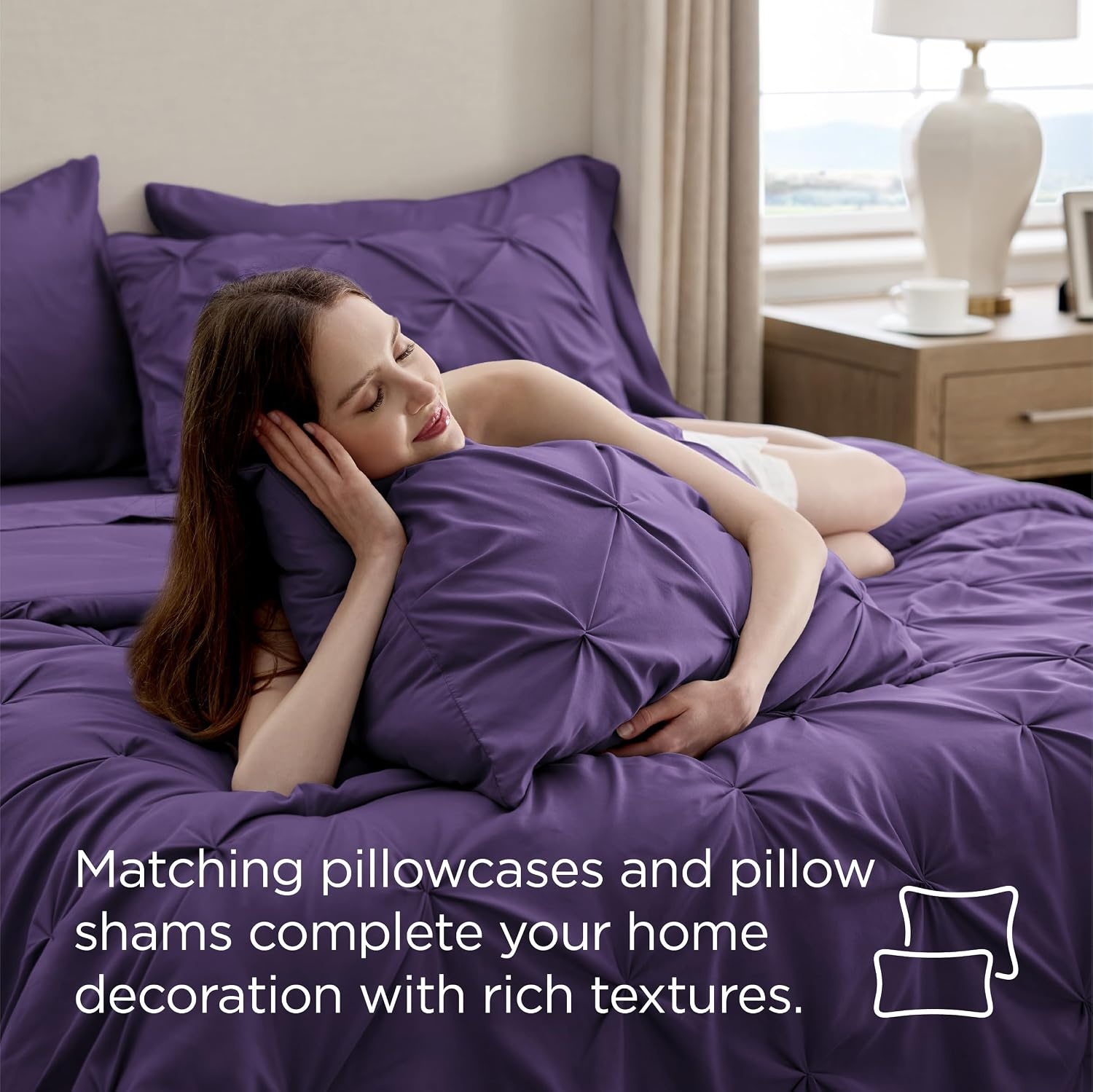 image:imageBedsure Twin XL Comforter Set Pink Dorm Room Essentials for Girls Extra Long Twin XL Bedding Set with Sheets All Season Down Alternative Comforter with Sheets Pillowcase amp Sham23 Purple