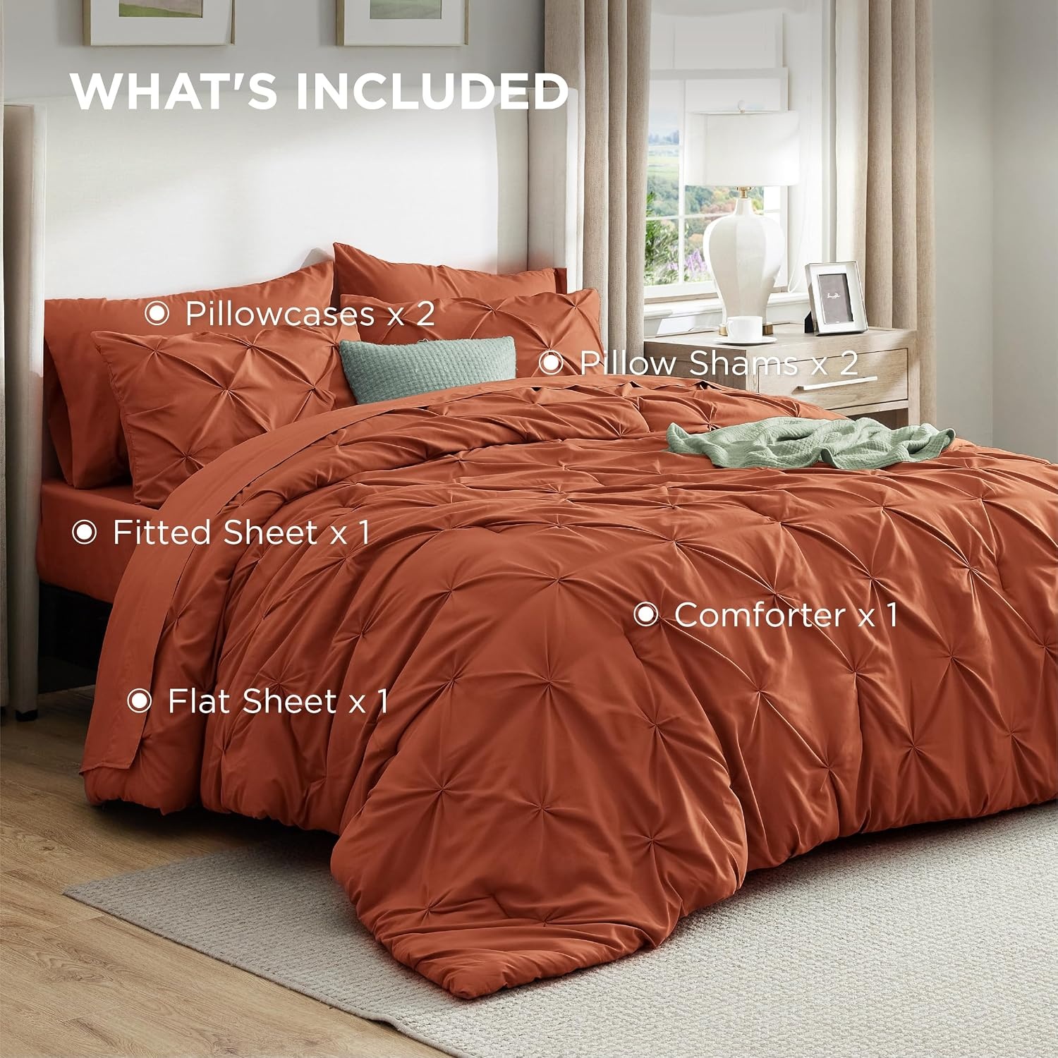 image:imageBedsure Twin XL Comforter Set Pink Dorm Room Essentials for Girls Extra Long Twin XL Bedding Set with Sheets All Season Down Alternative Comforter with Sheets Pillowcase amp Sham16 Burnt Orange