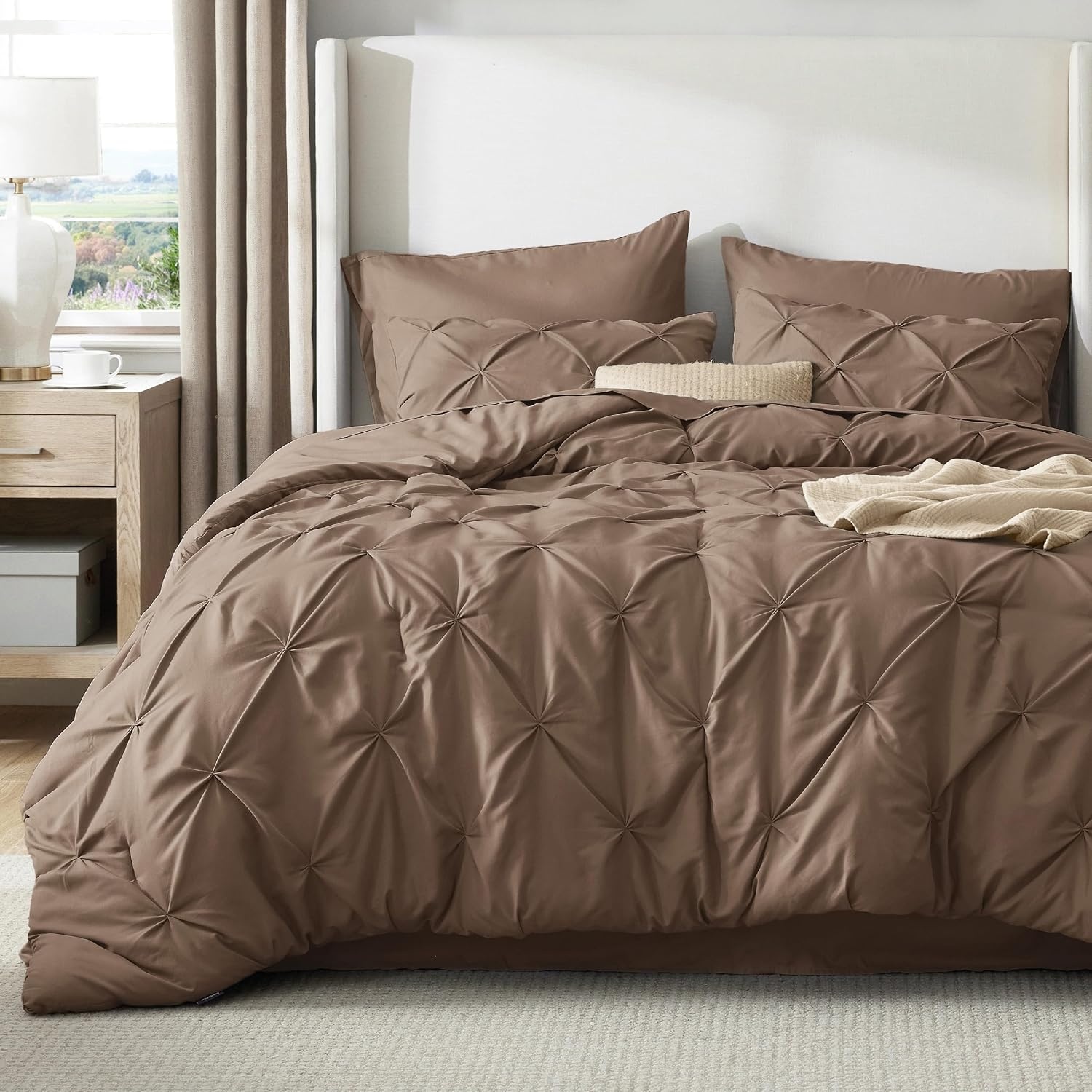 image:imageBedsure Twin XL Comforter Set Pink Dorm Room Essentials for Girls Extra Long Twin XL Bedding Set with Sheets All Season Down Alternative Comforter with Sheets Pillowcase amp Sham21 Brown