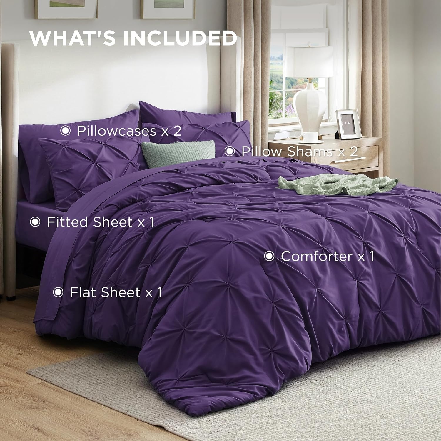 image:imageBedsure Twin XL Comforter Set Pink Dorm Room Essentials for Girls Extra Long Twin XL Bedding Set with Sheets All Season Down Alternative Comforter with Sheets Pillowcase amp Sham23 Purple