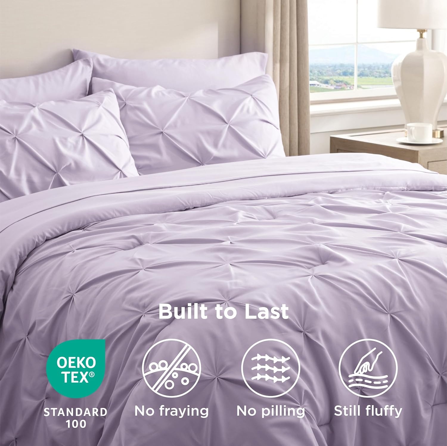 image:imageBedsure Twin XL Comforter Set Pink Dorm Room Essentials for Girls Extra Long Twin XL Bedding Set with Sheets All Season Down Alternative Comforter with Sheets Pillowcase amp Sham13 Light Purple