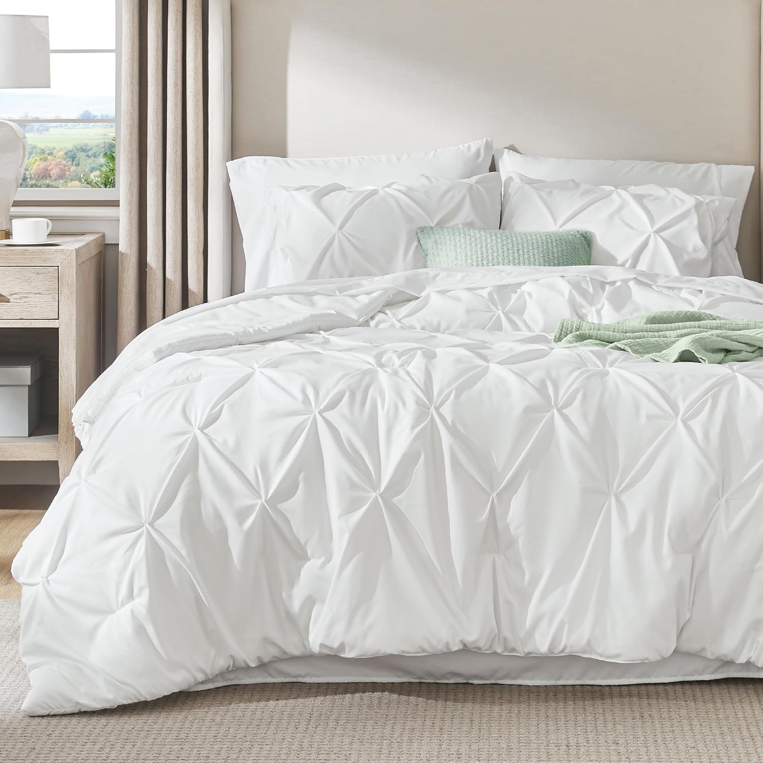 image:imageBedsure Twin XL Comforter Set Pink Dorm Room Essentials for Girls Extra Long Twin XL Bedding Set with Sheets All Season Down Alternative Comforter with Sheets Pillowcase amp Sham03 White