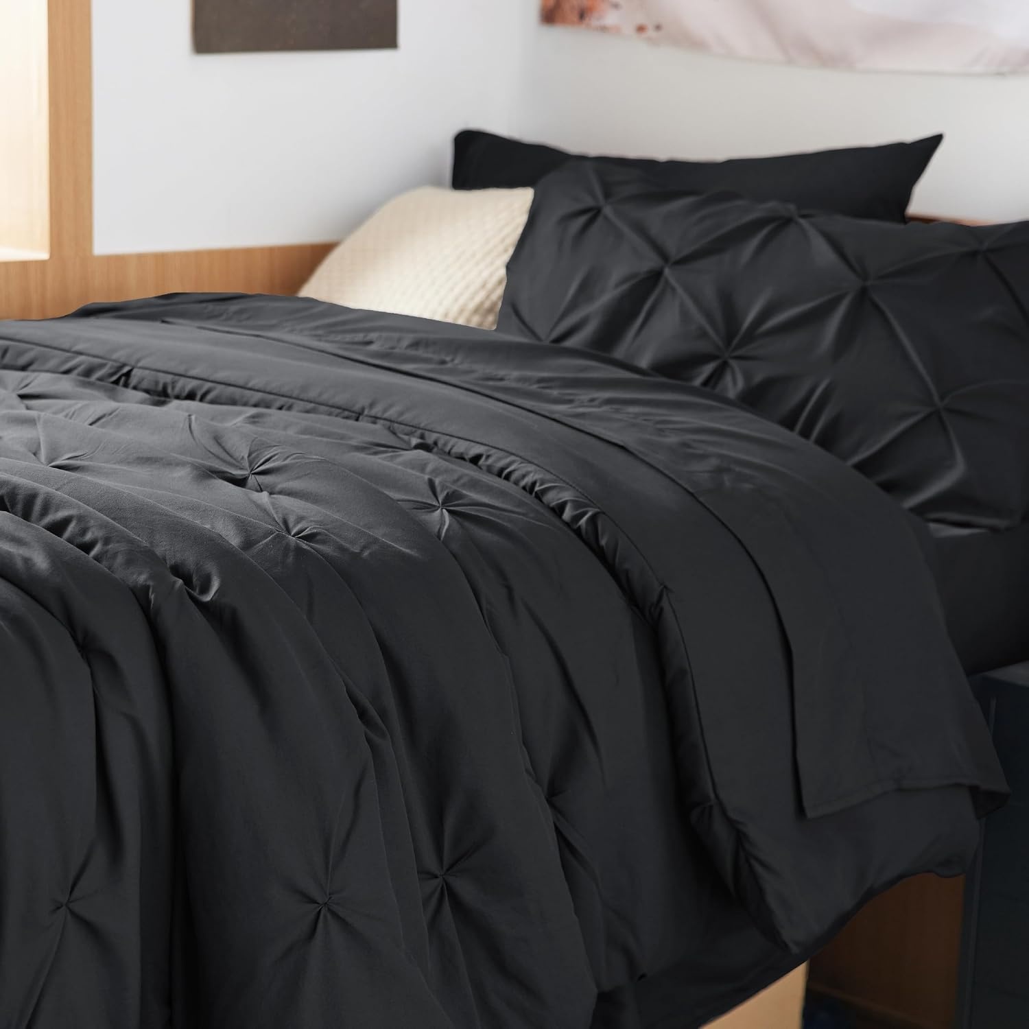 image:imageBedsure Twin XL Comforter Set Pink Dorm Room Essentials for Girls Extra Long Twin XL Bedding Set with Sheets All Season Down Alternative Comforter with Sheets Pillowcase amp Sham11 Black