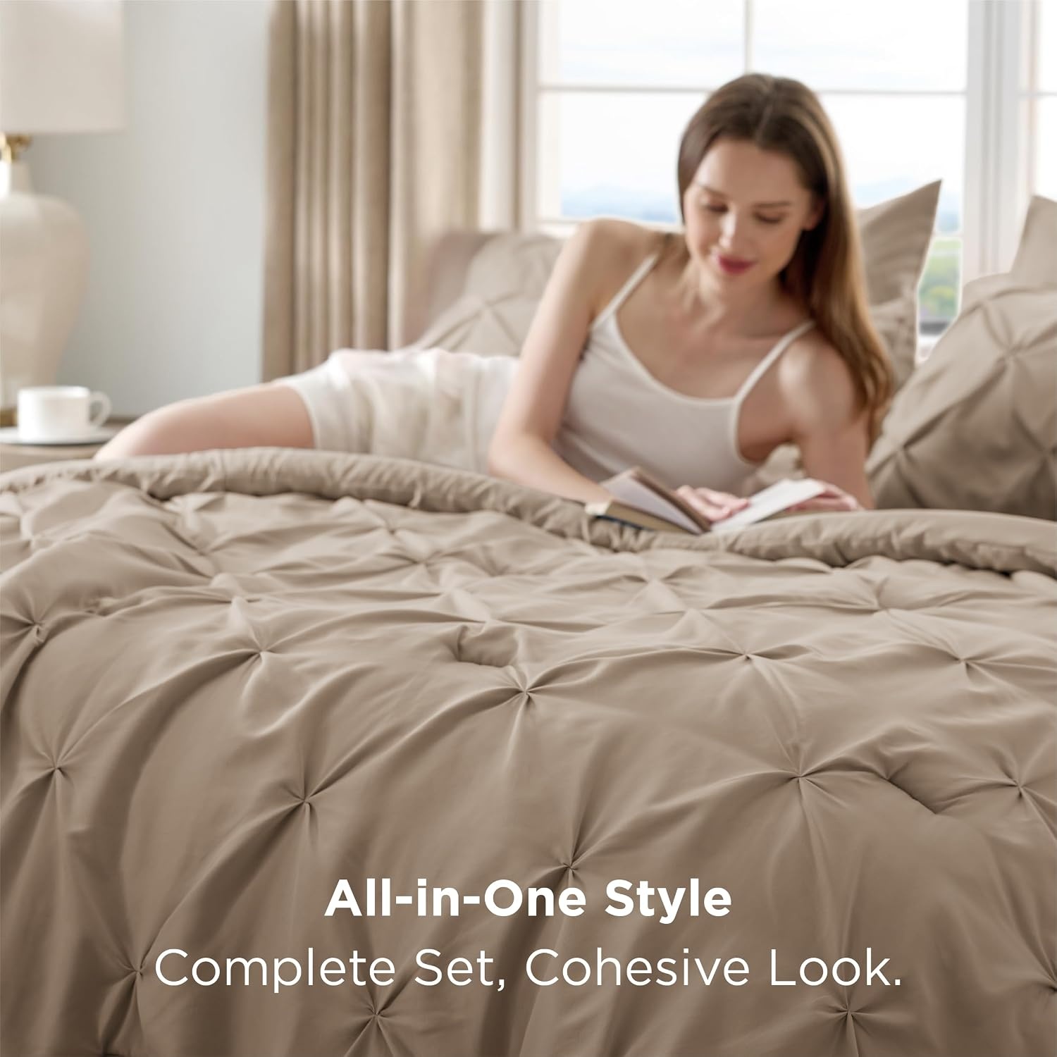 image:imageBedsure Twin XL Comforter Set Pink Dorm Room Essentials for Girls Extra Long Twin XL Bedding Set with Sheets All Season Down Alternative Comforter with Sheets Pillowcase amp Sham20 Khaki