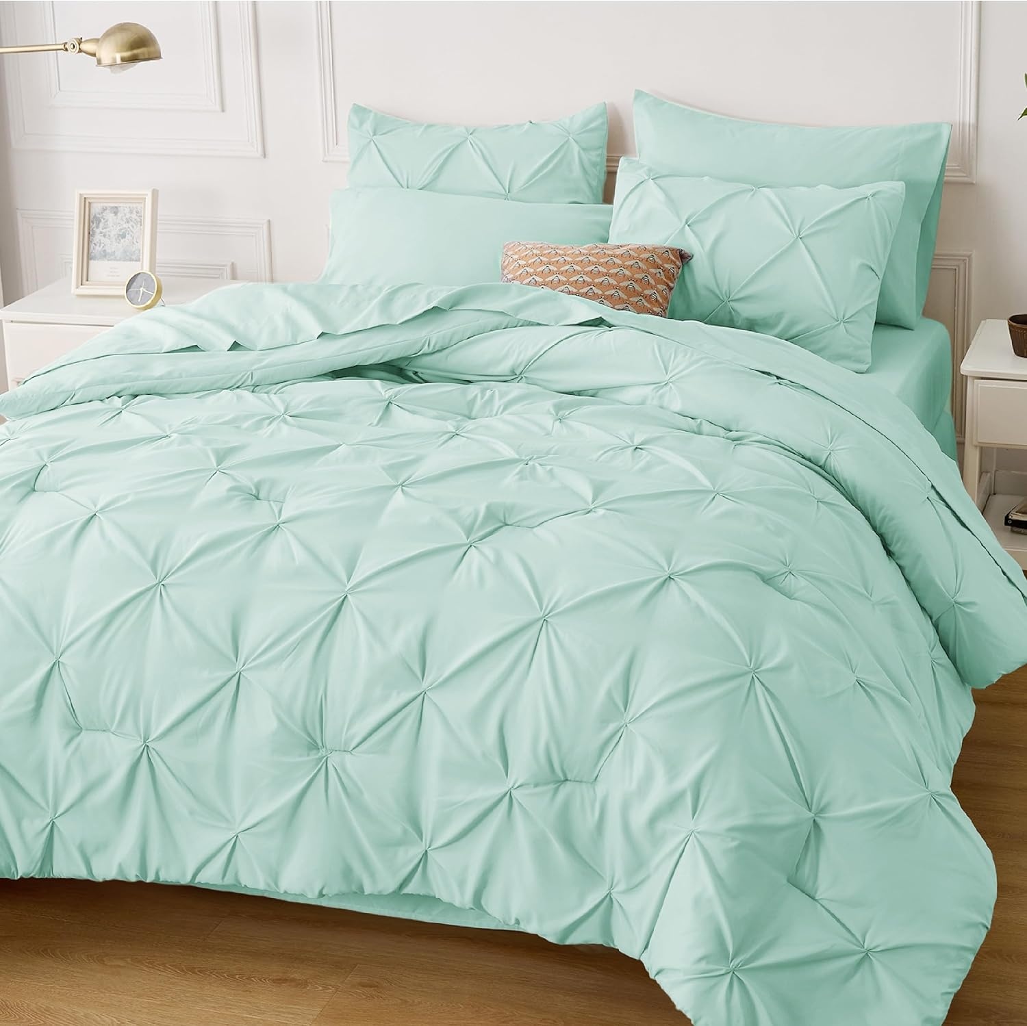 image:imageBedsure Twin XL Comforter Set Pink Dorm Room Essentials for Girls Extra Long Twin XL Bedding Set with Sheets All Season Down Alternative Comforter with Sheets Pillowcase amp Sham28 Mint Green