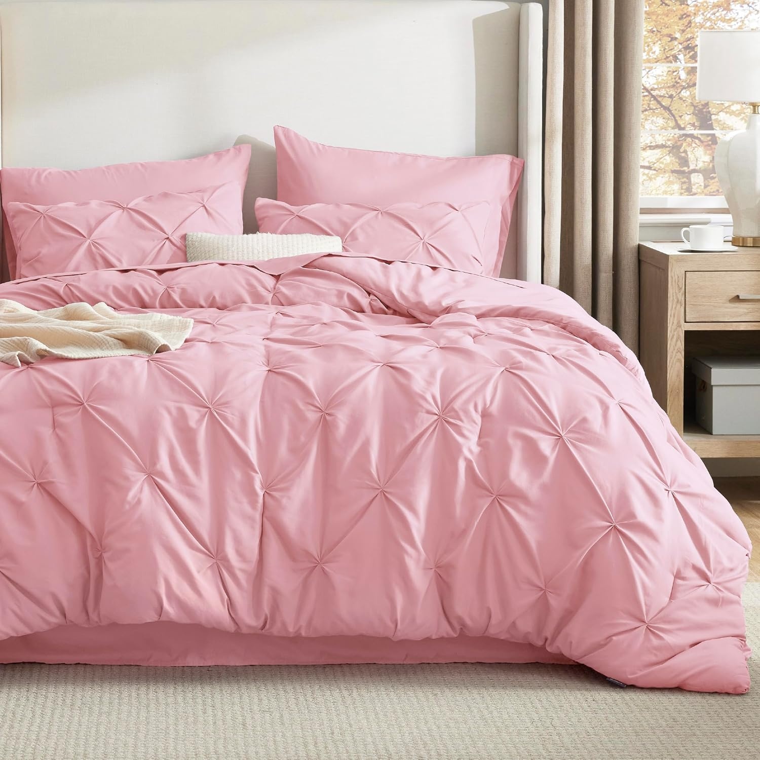 image:imageBedsure Twin XL Comforter Set Pink Dorm Room Essentials for Girls Extra Long Twin XL Bedding Set with Sheets All Season Down Alternative Comforter with Sheets Pillowcase amp Sham27 Baby Pink