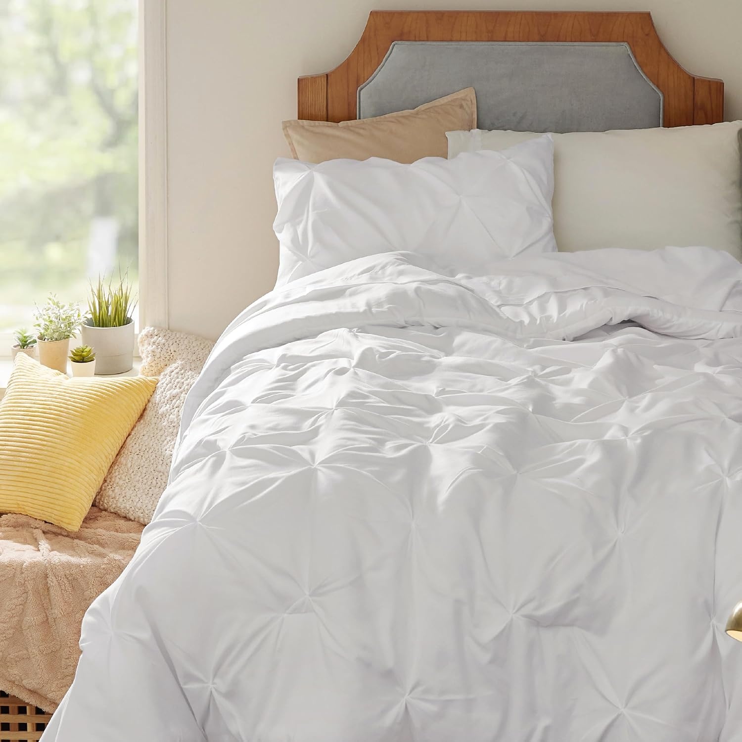 image:imageBedsure Twin XL Comforter Set Pink Dorm Room Essentials for Girls Extra Long Twin XL Bedding Set with Sheets All Season Down Alternative Comforter with Sheets Pillowcase amp Sham03 White