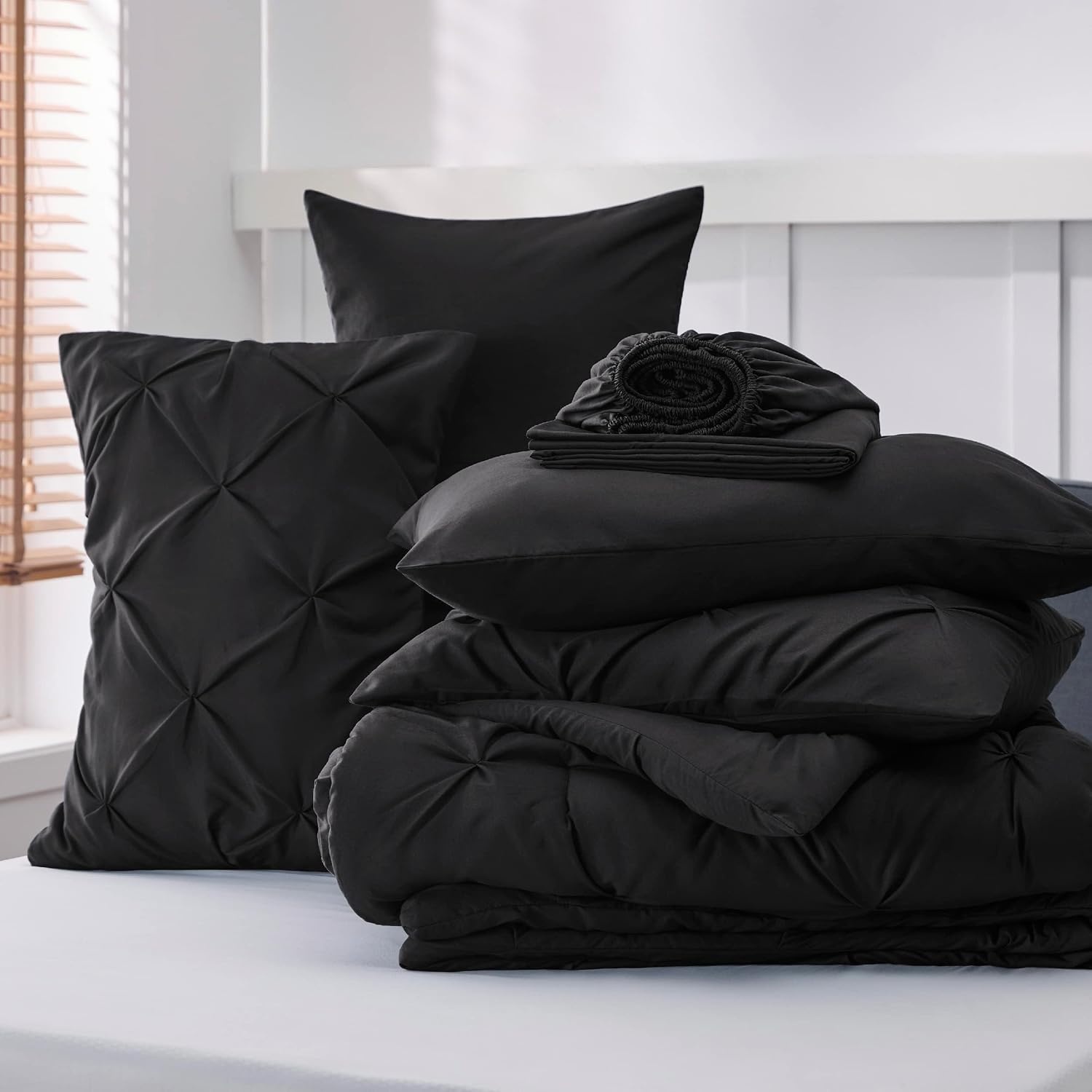 image:imageBedsure Twin XL Comforter Set Pink Dorm Room Essentials for Girls Extra Long Twin XL Bedding Set with Sheets All Season Down Alternative Comforter with Sheets Pillowcase amp Sham11 Black