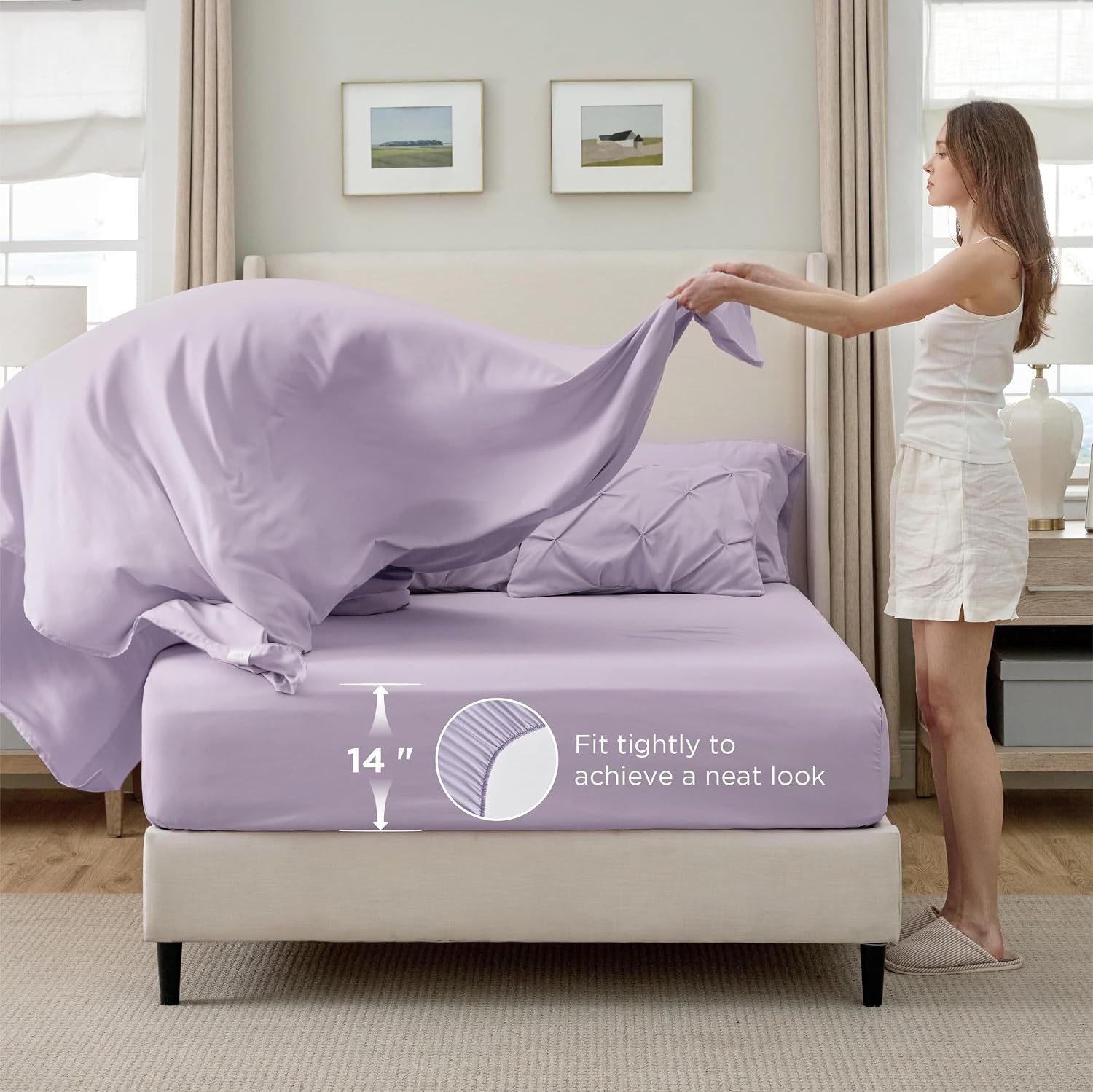 image:imageBedsure Twin XL Comforter Set Pink Dorm Room Essentials for Girls Extra Long Twin XL Bedding Set with Sheets All Season Down Alternative Comforter with Sheets Pillowcase amp Sham13 Light Purple