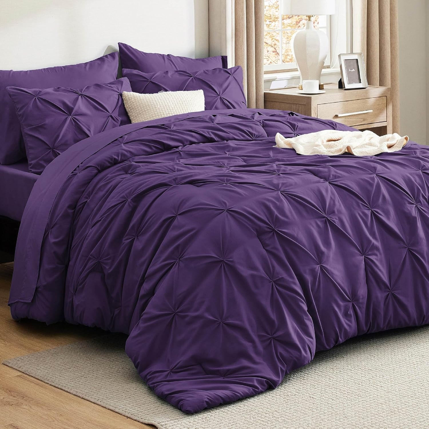 image:imageBedsure Twin XL Comforter Set Pink Dorm Room Essentials for Girls Extra Long Twin XL Bedding Set with Sheets All Season Down Alternative Comforter with Sheets Pillowcase amp Sham23 Purple