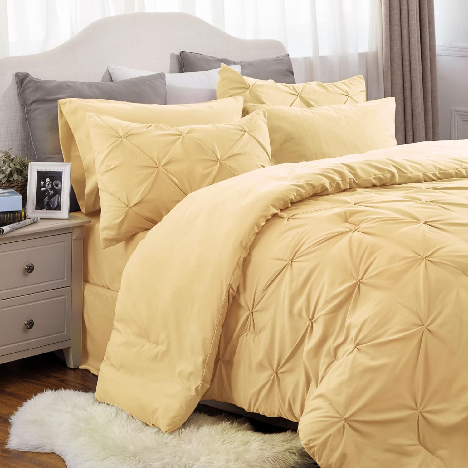 image:imageBedsure Twin XL Comforter Set Pink Dorm Room Essentials for Girls Extra Long Twin XL Bedding Set with Sheets All Season Down Alternative Comforter with Sheets Pillowcase amp Sham25 Yellow