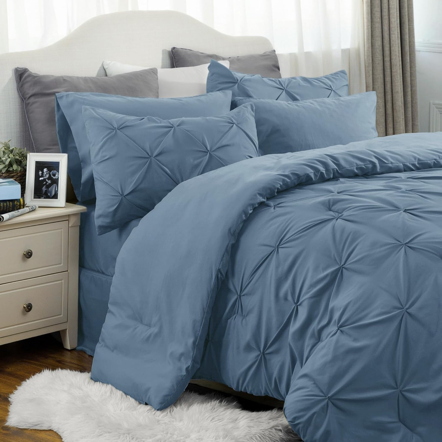 image:imageBedsure Twin XL Comforter Set Pink Dorm Room Essentials for Girls Extra Long Twin XL Bedding Set with Sheets All Season Down Alternative Comforter with Sheets Pillowcase amp Sham07 Mineral Blue