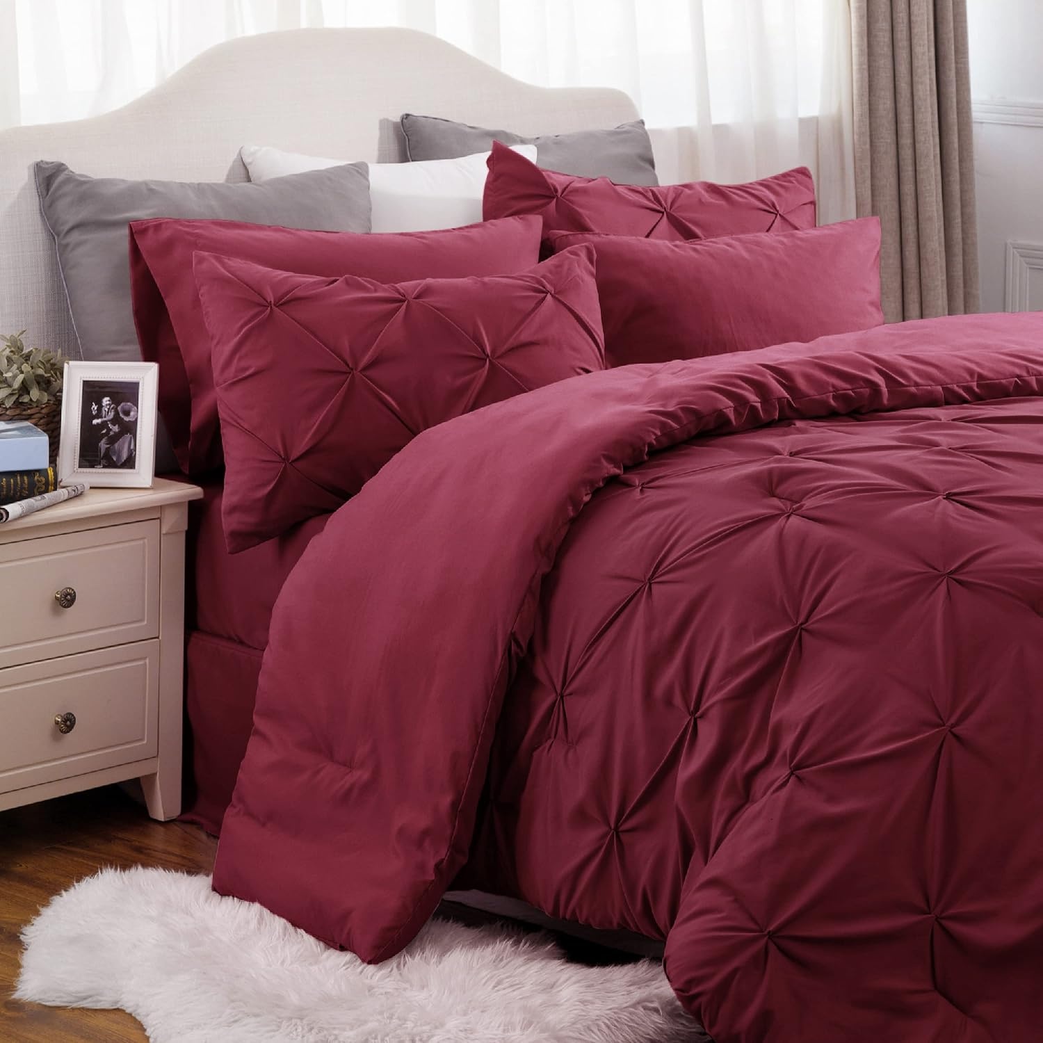 image:imageBedsure Twin XL Comforter Set Pink Dorm Room Essentials for Girls Extra Long Twin XL Bedding Set with Sheets All Season Down Alternative Comforter with Sheets Pillowcase amp Sham10 Burgundy